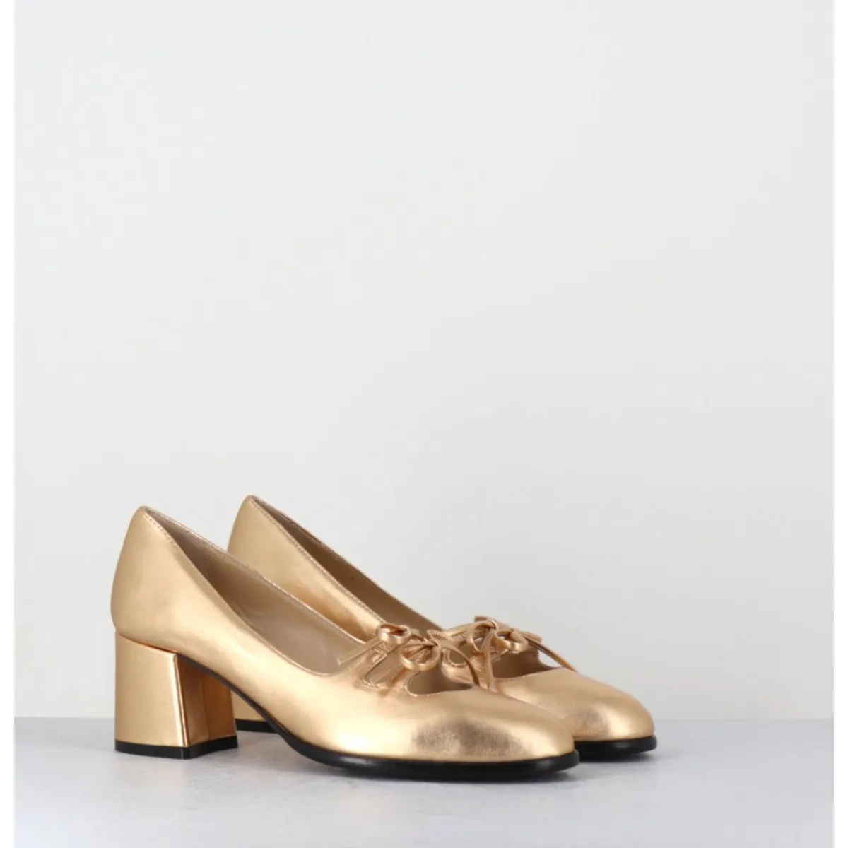 Chaussures^GARRICE LAB Babies à noeuds en cuir métallisé doré - PAOLA LAMIN ORO DORE