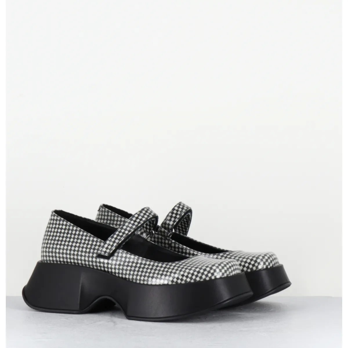 Chaussures | Plateformes^VIC MATIE Babies à plateforme en cuir glacé noir - 1F2418D SCACCO BLACK NOIR&BLANC