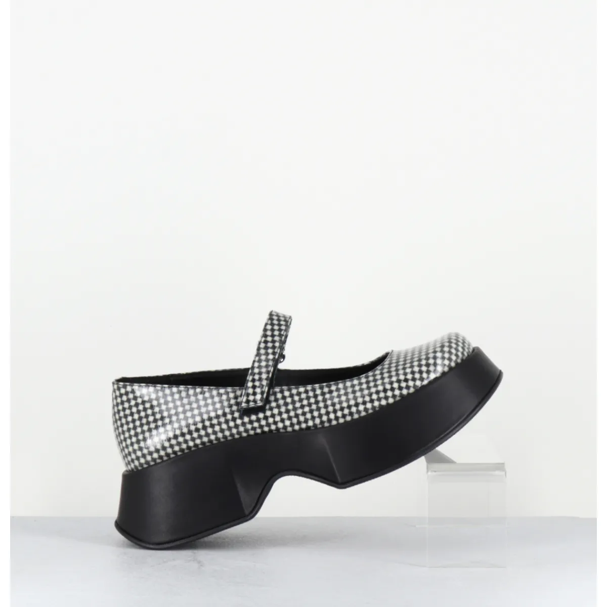 Chaussures | Plateformes^VIC MATIE Babies à plateforme en cuir glacé noir - 1F2418D SCACCO BLACK NOIR&BLANC