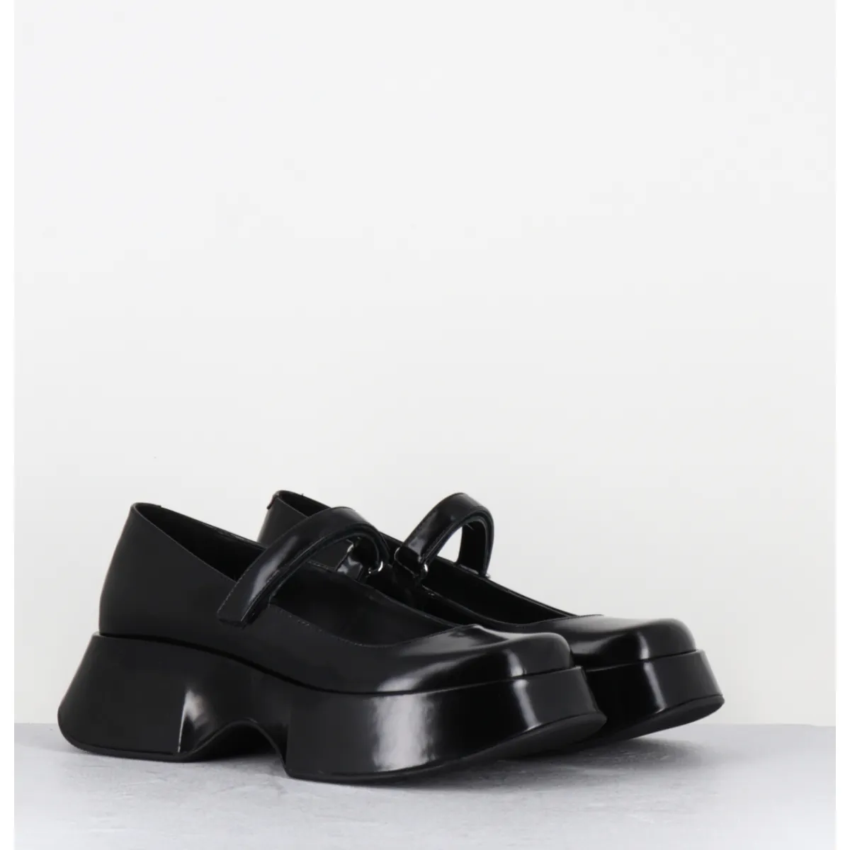 Chaussures | Plateformes^VIC MATIE Babies à plateforme en cuir vernis imprimé damier blanc - 1F2416D LATTEX BLACK NOIR
