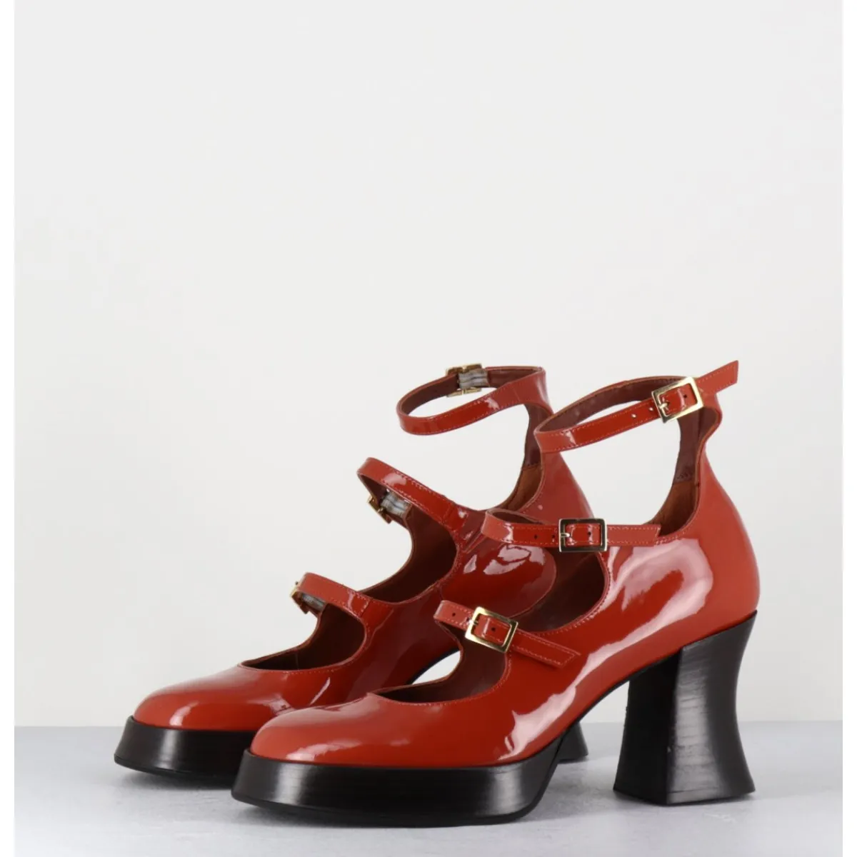 Chaussures | Plateformes^GARRICE LAB Babies multi-brides à plateforme en cuir vernis - GALAN VERNICE RUST BRIQUE