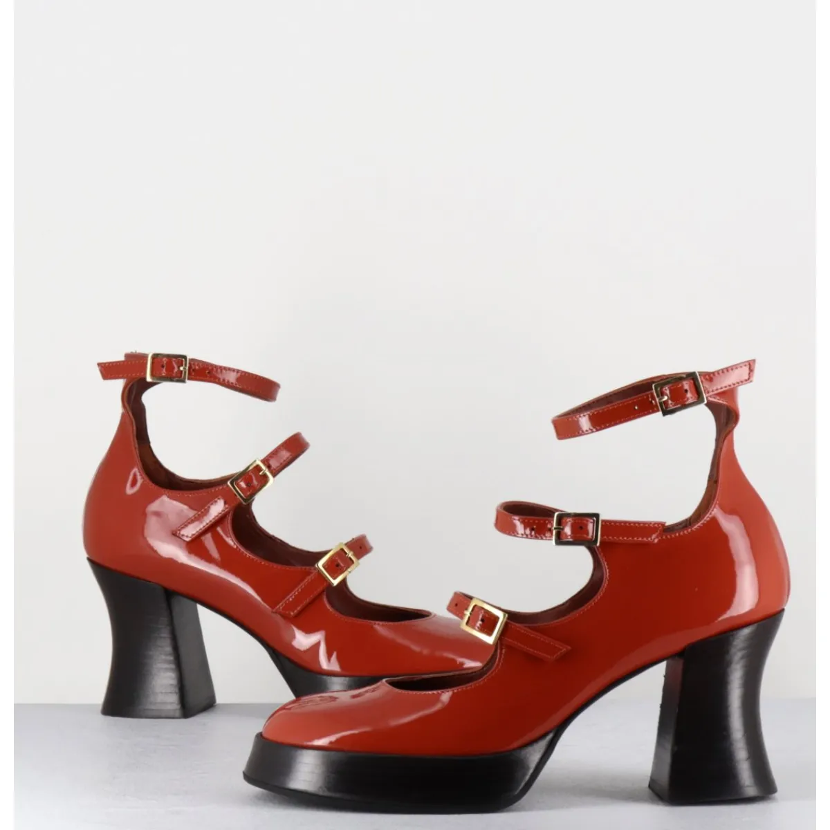 Chaussures | Plateformes^GARRICE LAB Babies multi-brides à plateforme en cuir vernis - GALAN VERNICE RUST BRIQUE