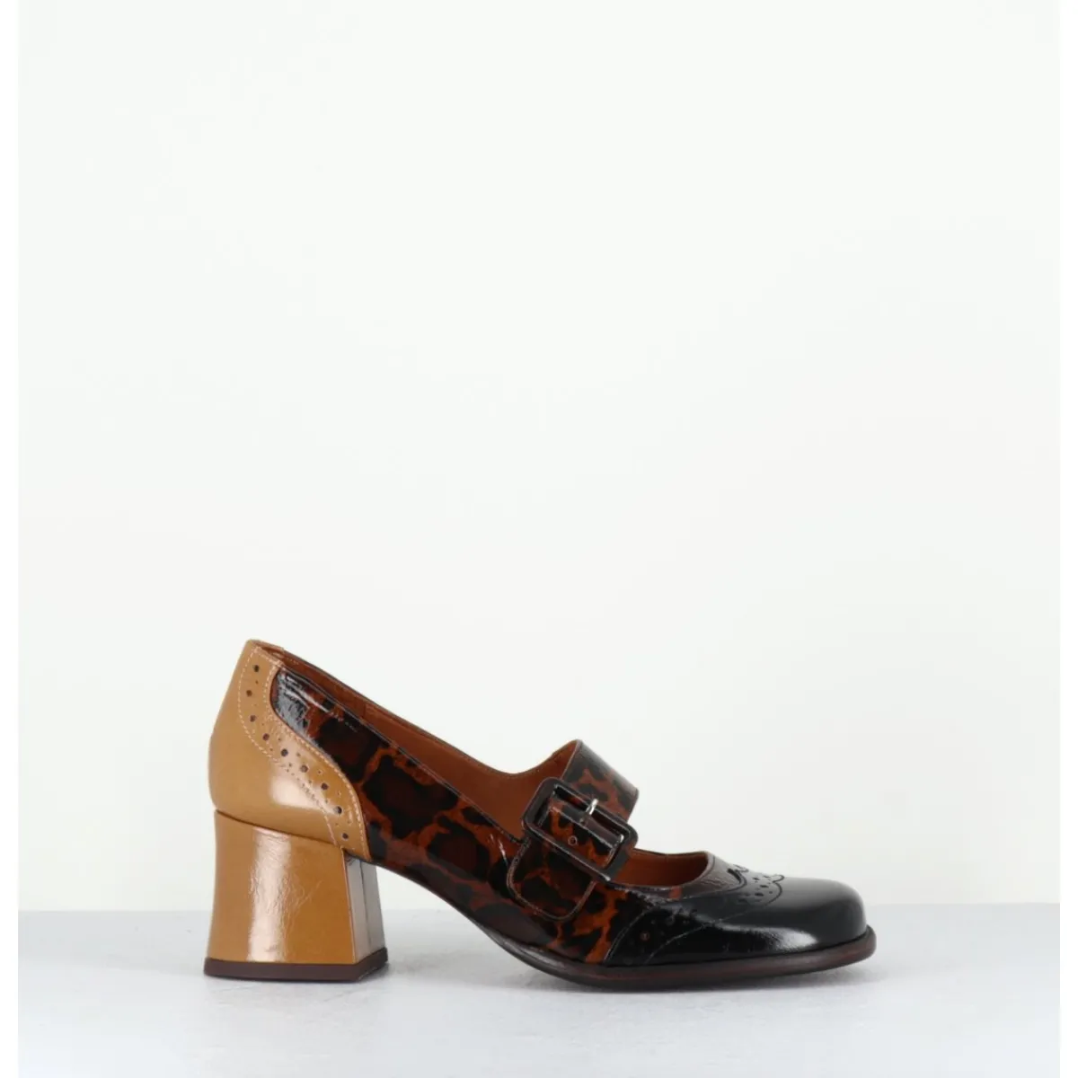 Chaussures^CHIE MIHARA Babies petit talon cuir effet vernis léopard multi - MEYKO MASERATI NEGRO