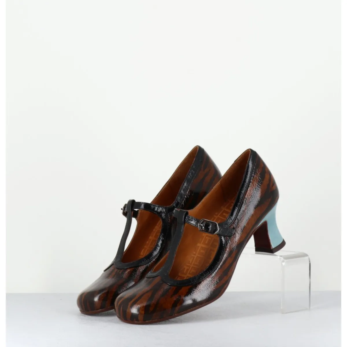Chaussures^CHIE MIHARA Babies petit talon en cuir imprimé tigré - MYLKA TESLA CASTANO