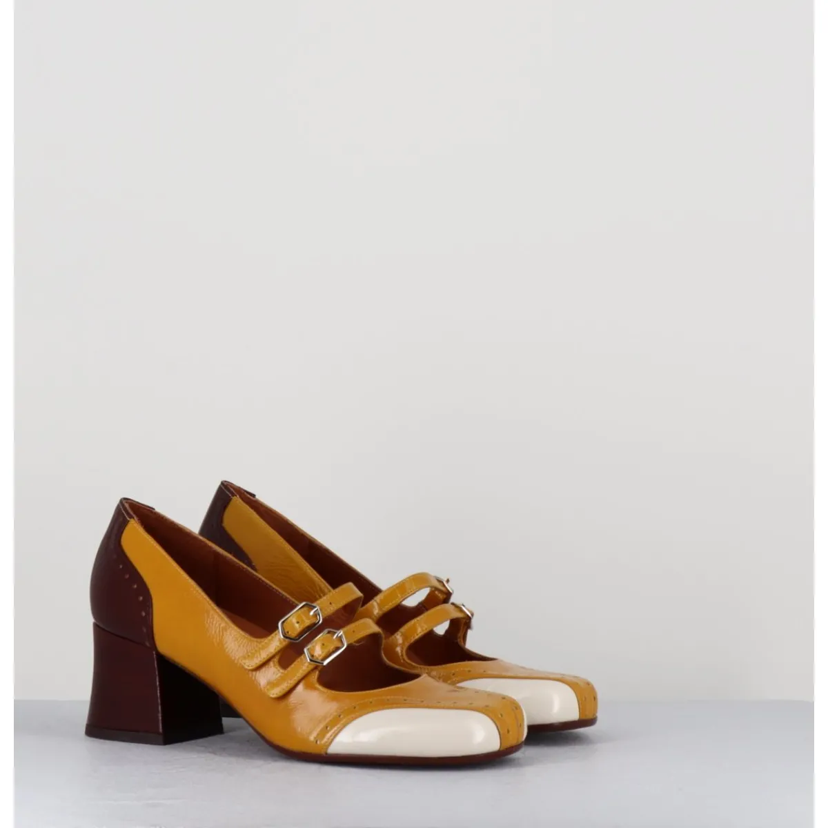Chaussures^CHIE MIHARA Babies petit talon look vintage vernis multi jaune - MAIME44 FERRARI SUN