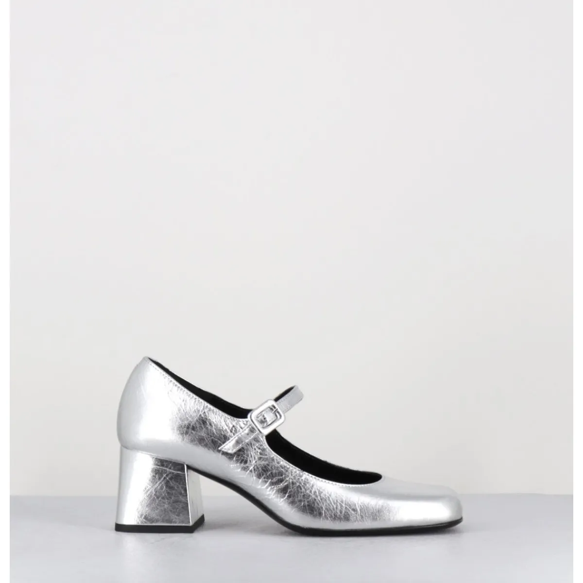 Chaussures^ROTTA Babies 60s en cuir métallisé petit talon - XARA SCRATCH SILVER ARGENT