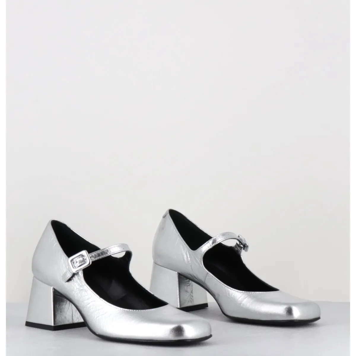 Chaussures^ROTTA Babies 60s en cuir métallisé petit talon - XARA SCRATCH SILVER ARGENT