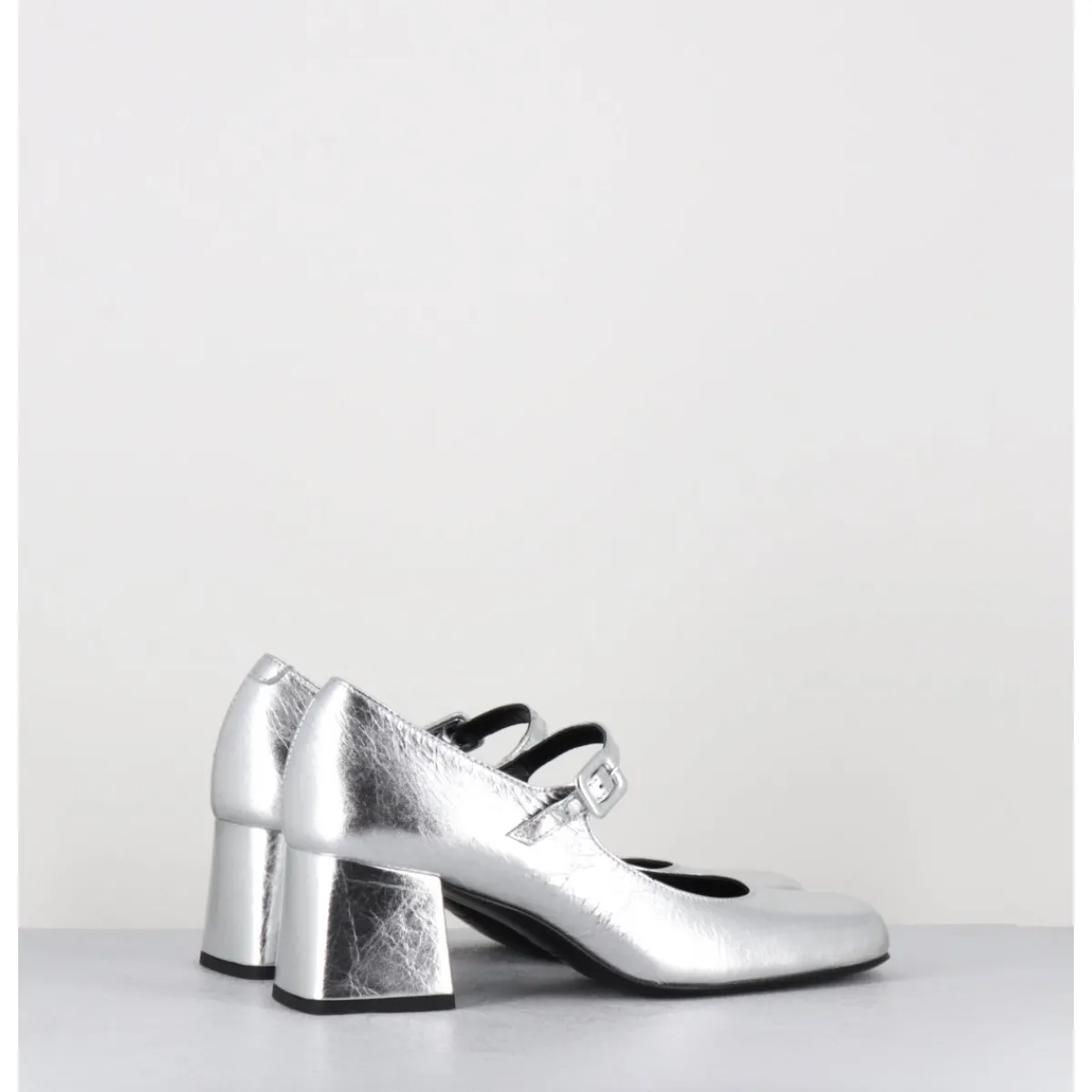Chaussures^ROTTA Babies 60s en cuir métallisé petit talon - XARA SCRATCH SILVER ARGENT