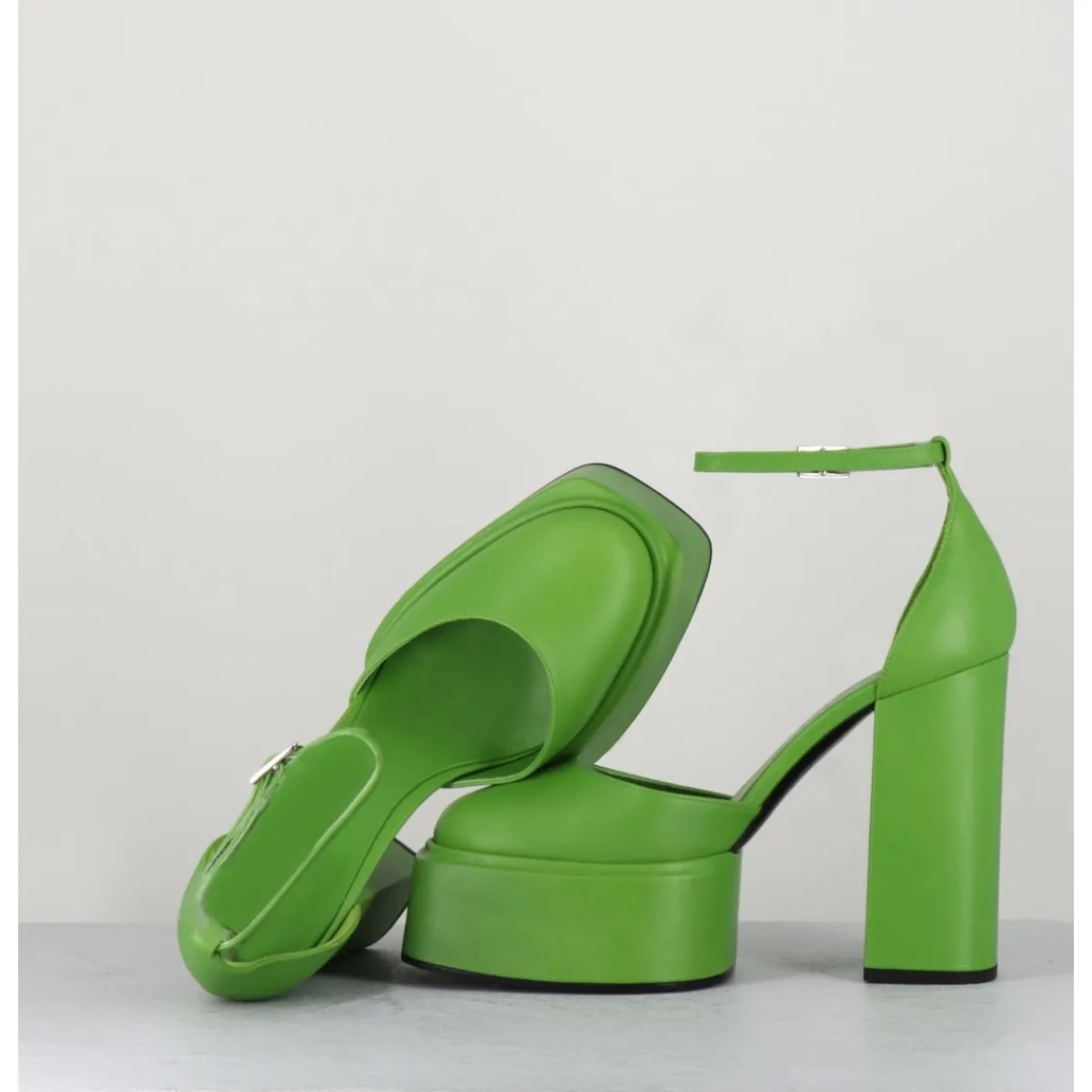Chaussures | Plateformes^3JUIN Babies talon haut à plateforme en cuir - AMBRA MOK GREEN VERT