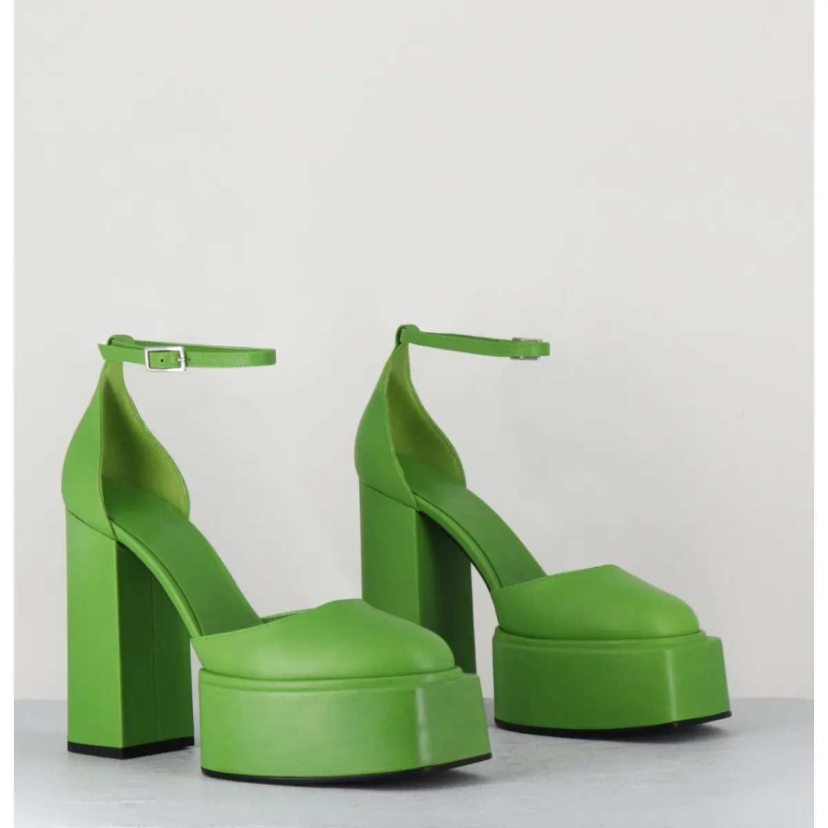 Chaussures | Plateformes^3JUIN Babies talon haut à plateforme en cuir - AMBRA MOK GREEN VERT