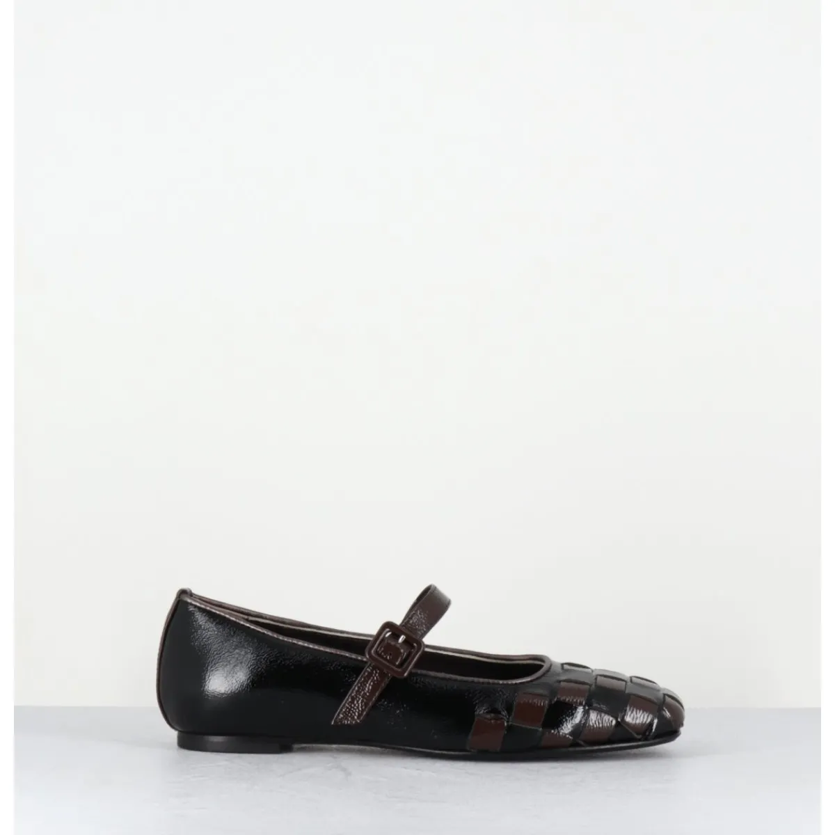 Chaussures | Ballerines^GARRICE LAB Ballerines damier à bride naplak noir & marron - NICOLA NAPLAK NERO