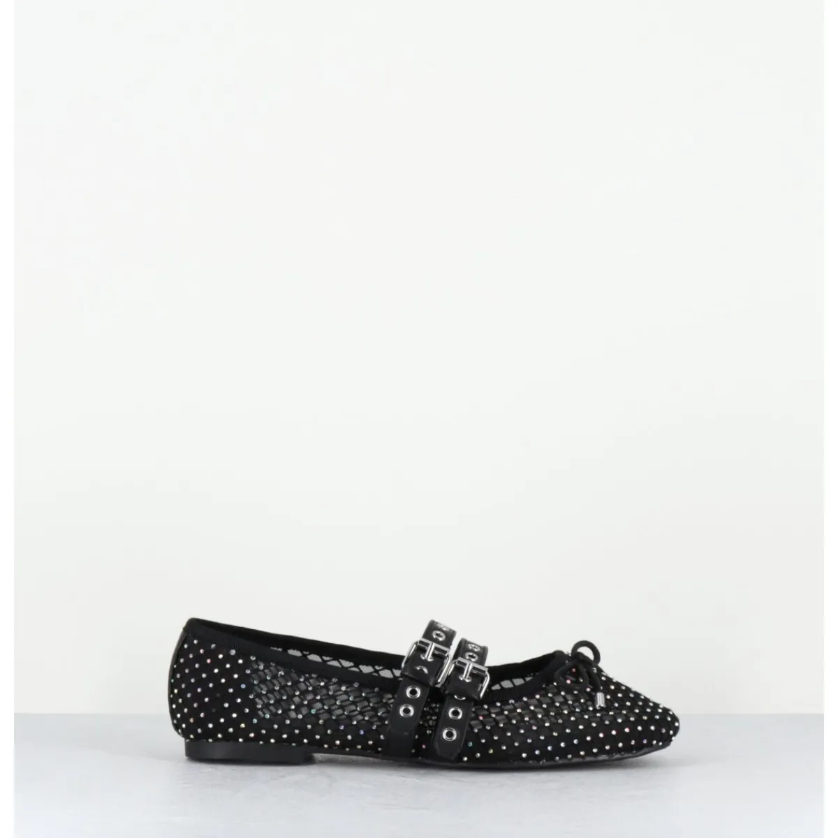 Chaussures | Ballerines^OA NON FASHION Ballerines en mesh à strass & double brides en cuir - MISTY CRISTALLO NERO NOIR