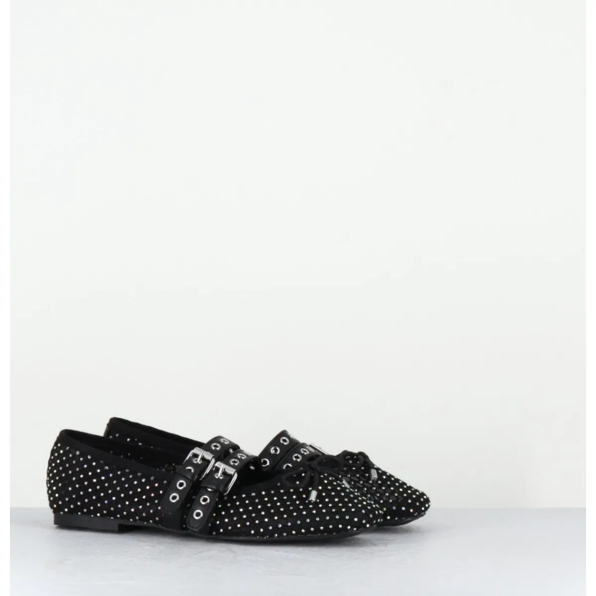 Chaussures | Ballerines^OA NON FASHION Ballerines en mesh à strass & double brides en cuir - MISTY CRISTALLO NERO NOIR