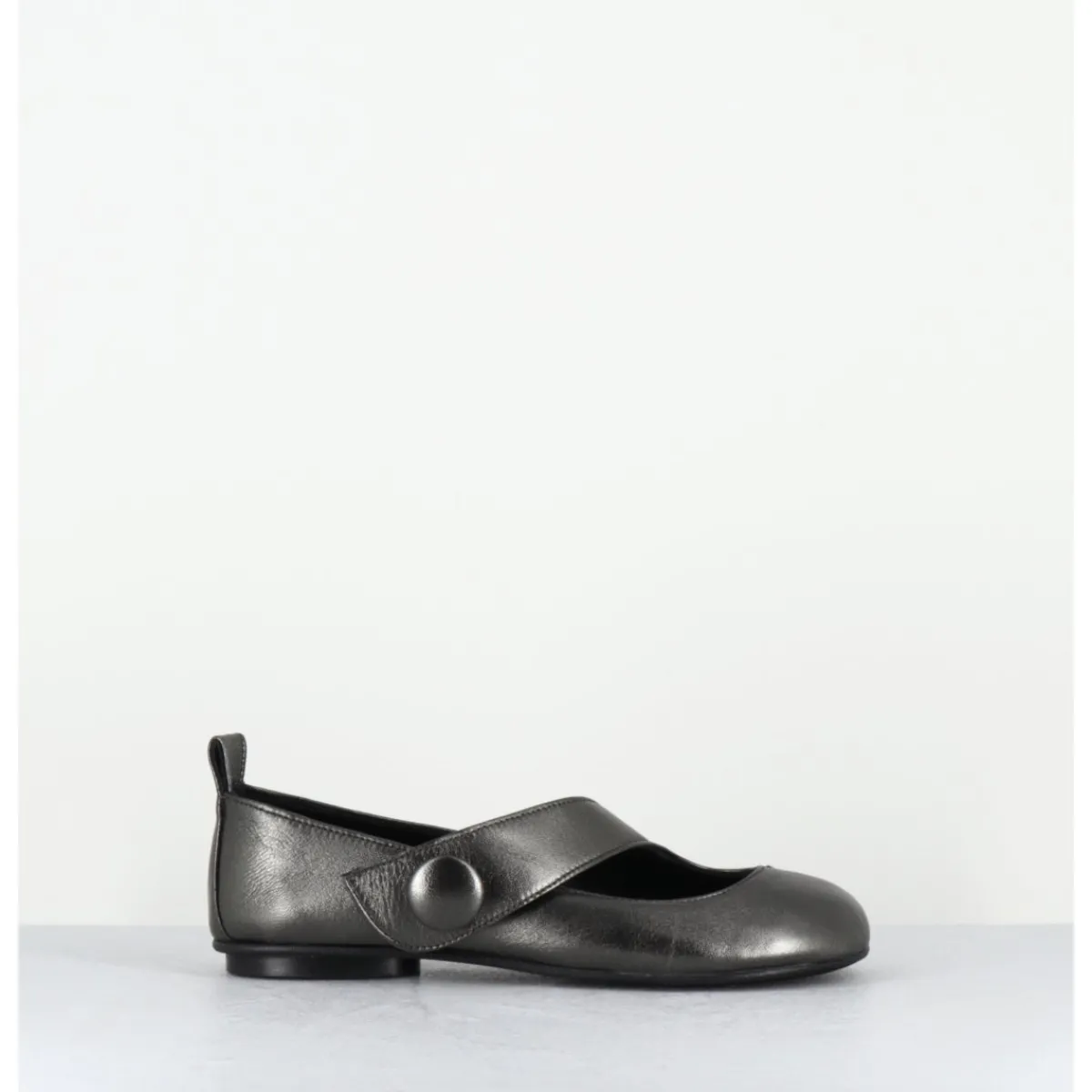 Chaussures | Ballerines^GARRICE LAB Ballerines japonisantes à bout rond en cuir métallisé - RINA LAMINATO ARGENTO ANTHRACITE