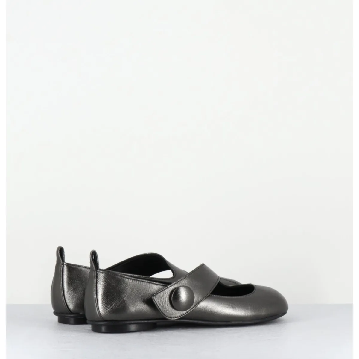 Chaussures | Ballerines^GARRICE LAB Ballerines japonisantes à bout rond en cuir métallisé - RINA LAMINATO ARGENTO ANTHRACITE