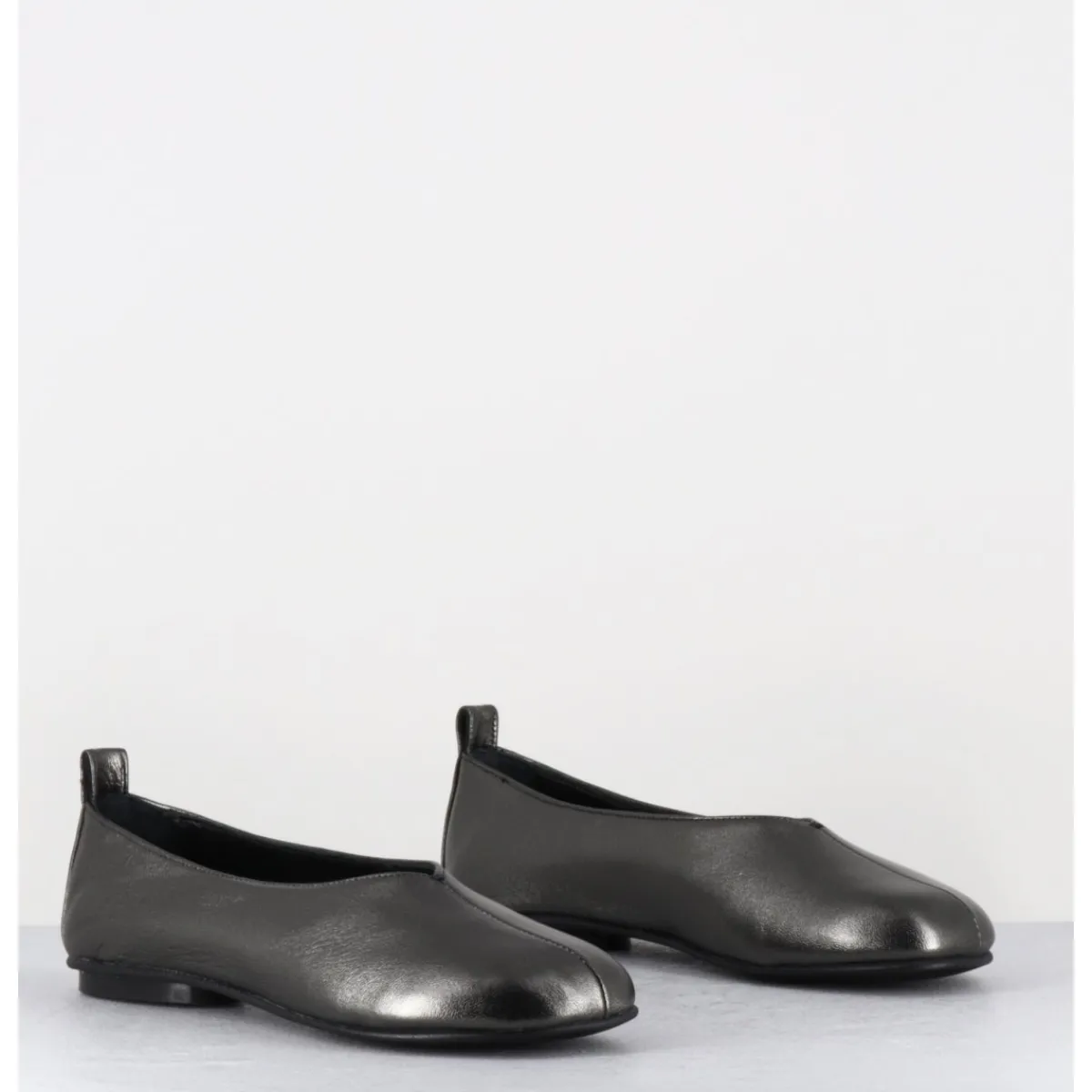 Chaussures | Ballerines^GARRICE LAB Ballerines minimalistes en cuir souple métallisé - LESTER2 LAMINATO ARGENTO ANTHRACITE