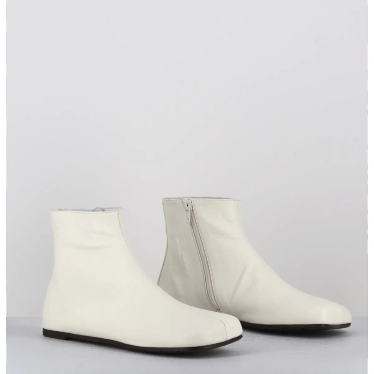 Boots^ANTONIO BARBATO Boos plates minimalistes en cuir cassé - AB1655 MADRAS AVORIO BLANC