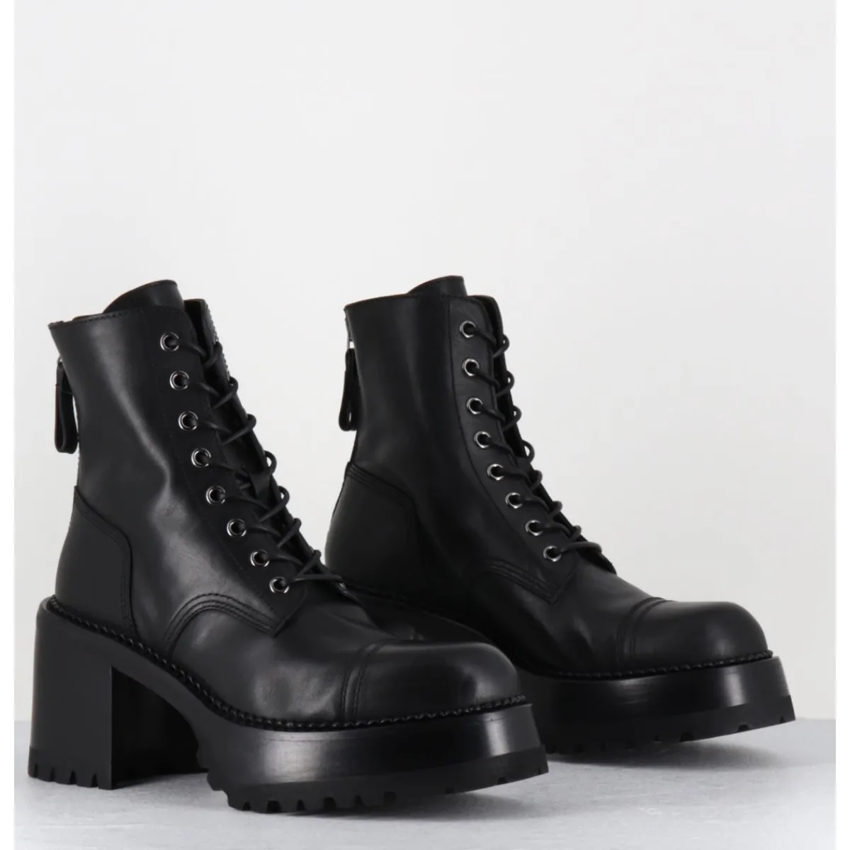 Boots^PREMIATA Boots à lacets à plateforme en cuir - M4519 GAUCHO NERO NOIR