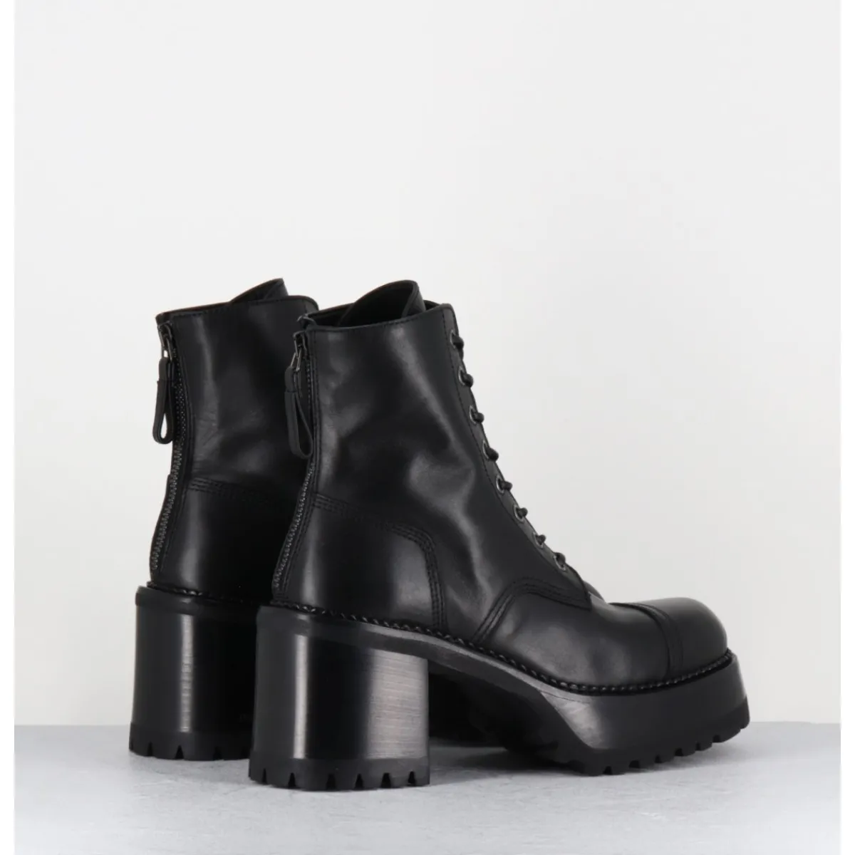 Boots^PREMIATA Boots à lacets à plateforme en cuir - M4519 GAUCHO NERO NOIR