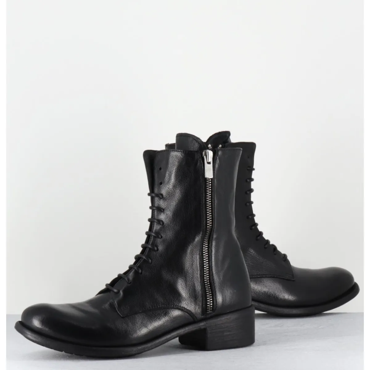 Boots^OFFICINE CREATIVE Boots à lacets en cuir zip extérieur - LISON CAOU063 NERO NOIR