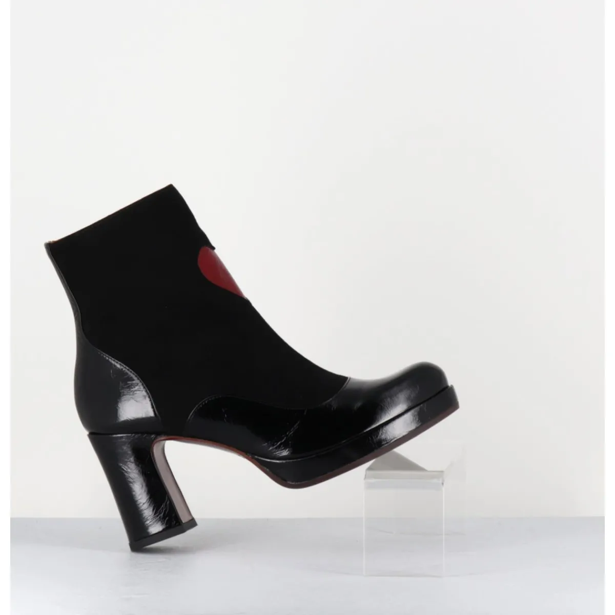 Boots^CHIE MIHARA Boots à talon en cuir & coeur rouge - DANLOV MASERATI NEGRO NOIR