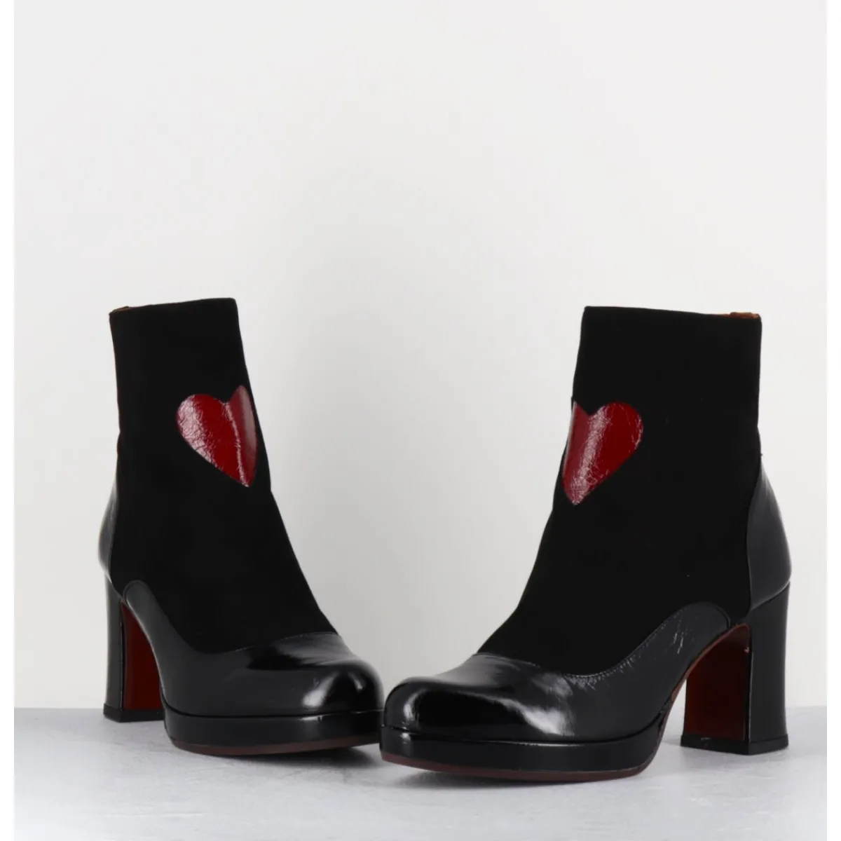 Boots^CHIE MIHARA Boots à talon en cuir & coeur rouge - DANLOV MASERATI NEGRO NOIR