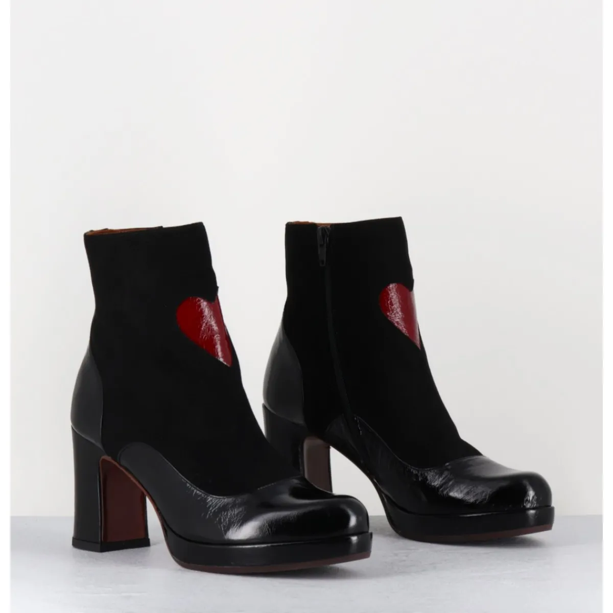 Boots^CHIE MIHARA Boots à talon en cuir & coeur rouge - DANLOV MASERATI NEGRO NOIR