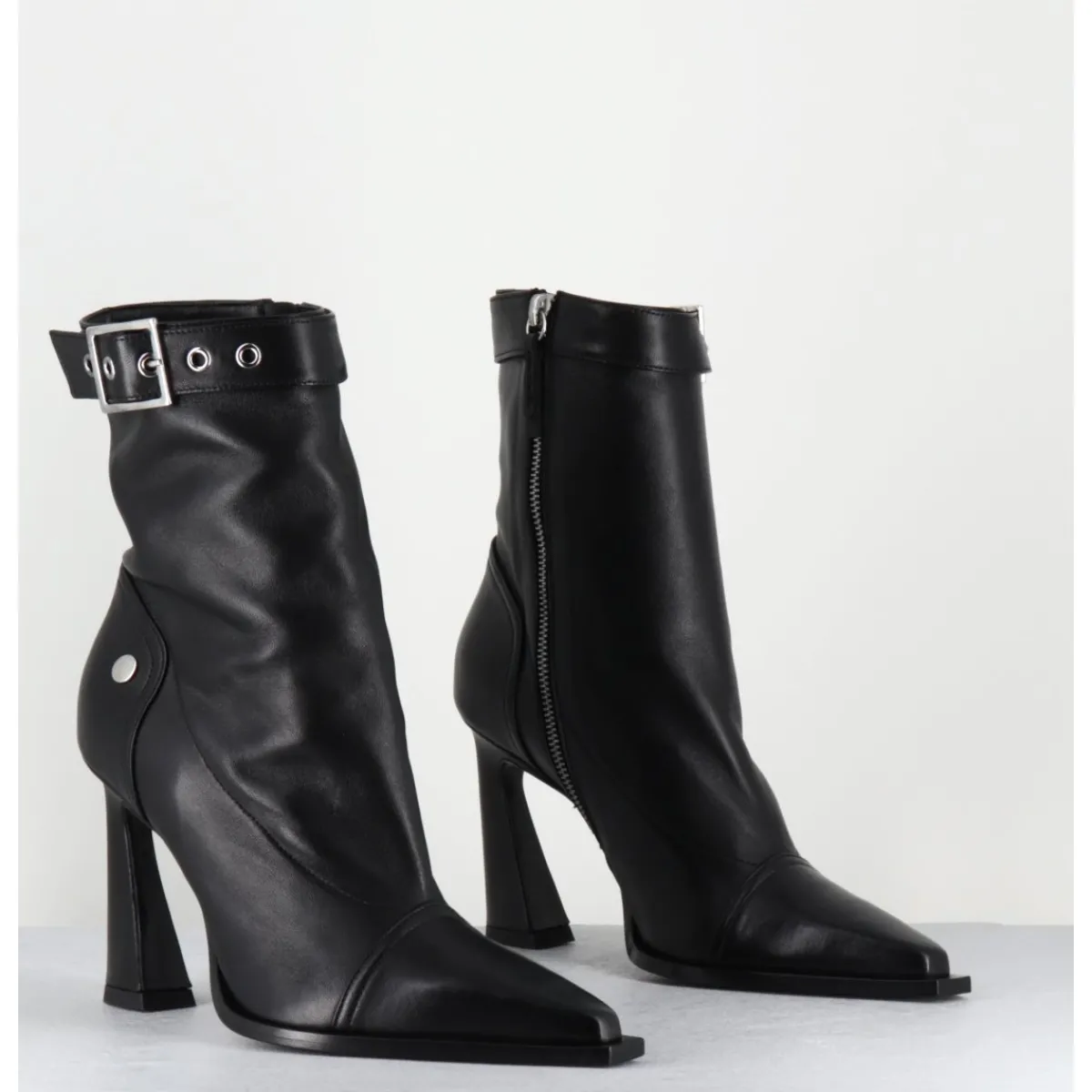 Boots^GARRICE LAB Boots bout pointu à talon haut en cuir - VENI60 NAPPA NERO NOIR