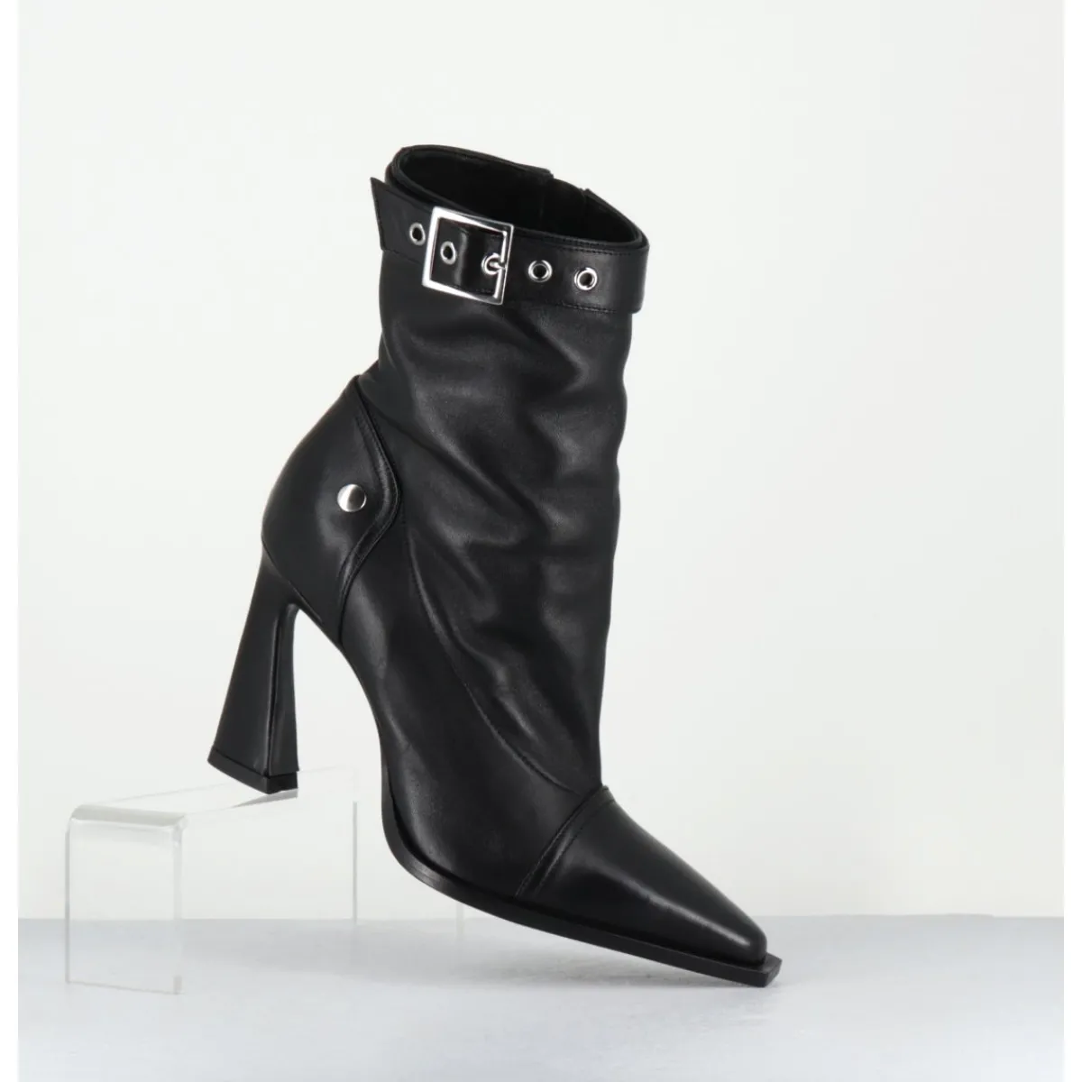 Boots^GARRICE LAB Boots bout pointu à talon haut en cuir - VENI60 NAPPA NERO NOIR