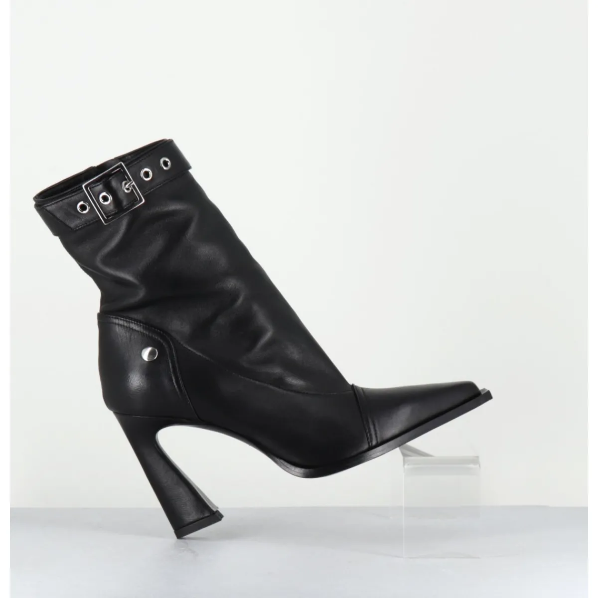 Boots^GARRICE LAB Boots bout pointu à talon haut en cuir - VENI60 NAPPA NERO NOIR