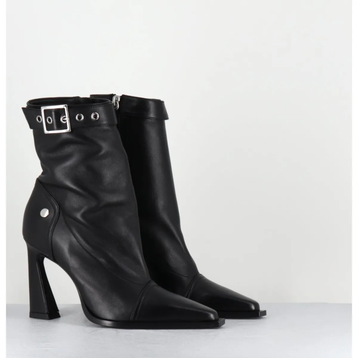 Boots^GARRICE LAB Boots bout pointu à talon haut en cuir - VENI60 NAPPA NERO NOIR