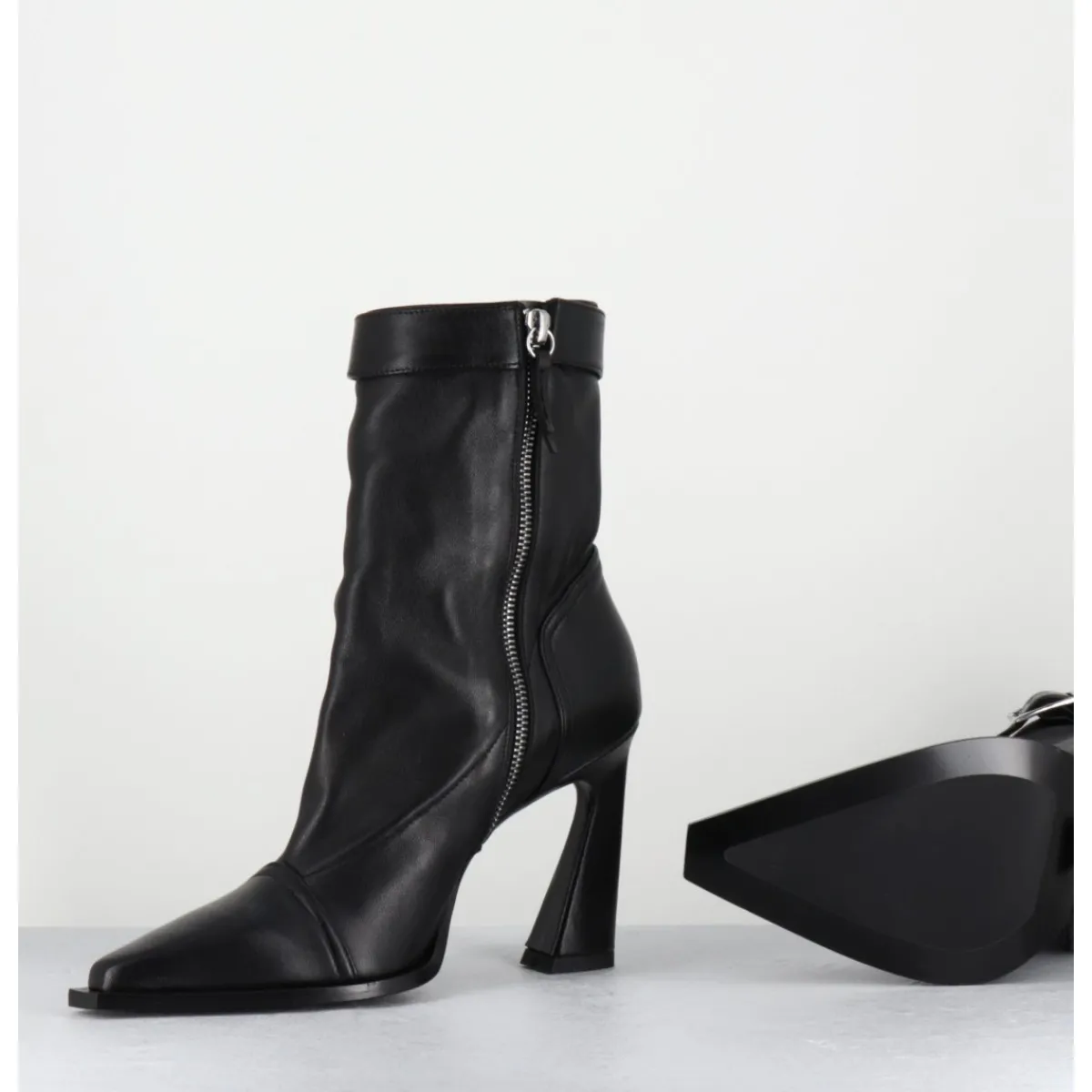 Boots^GARRICE LAB Boots bout pointu à talon haut en cuir - VENI60 NAPPA NERO NOIR