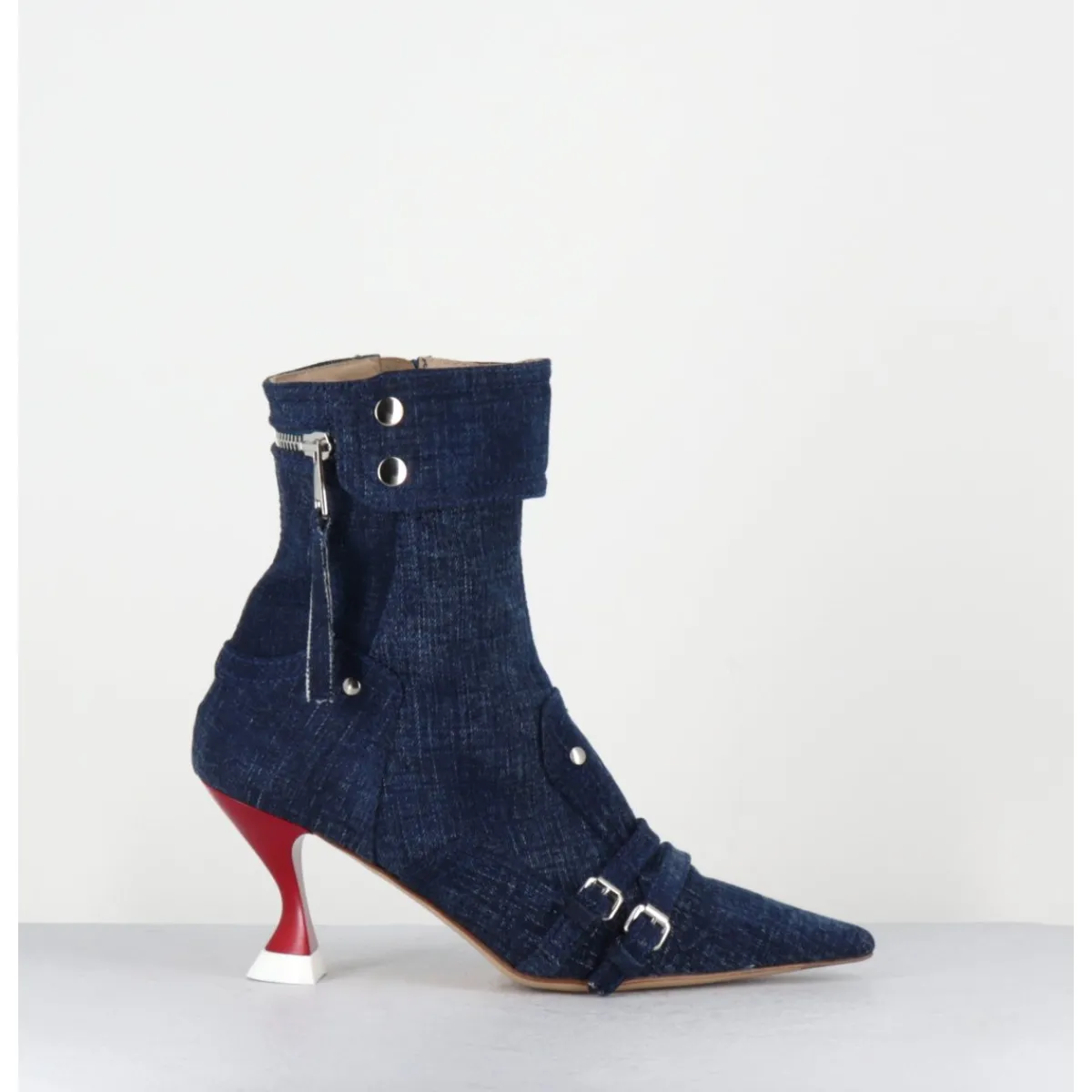Boots^STRATEGIA Boots bout pointu en jean & talon rouge - A5404 LOVELY NK JEANS