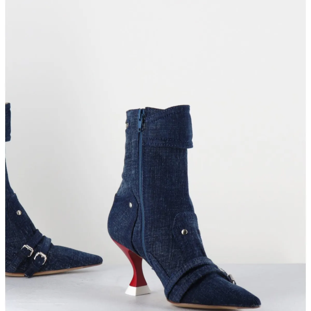 Boots^STRATEGIA Boots bout pointu en jean & talon rouge - A5404 LOVELY NK JEANS