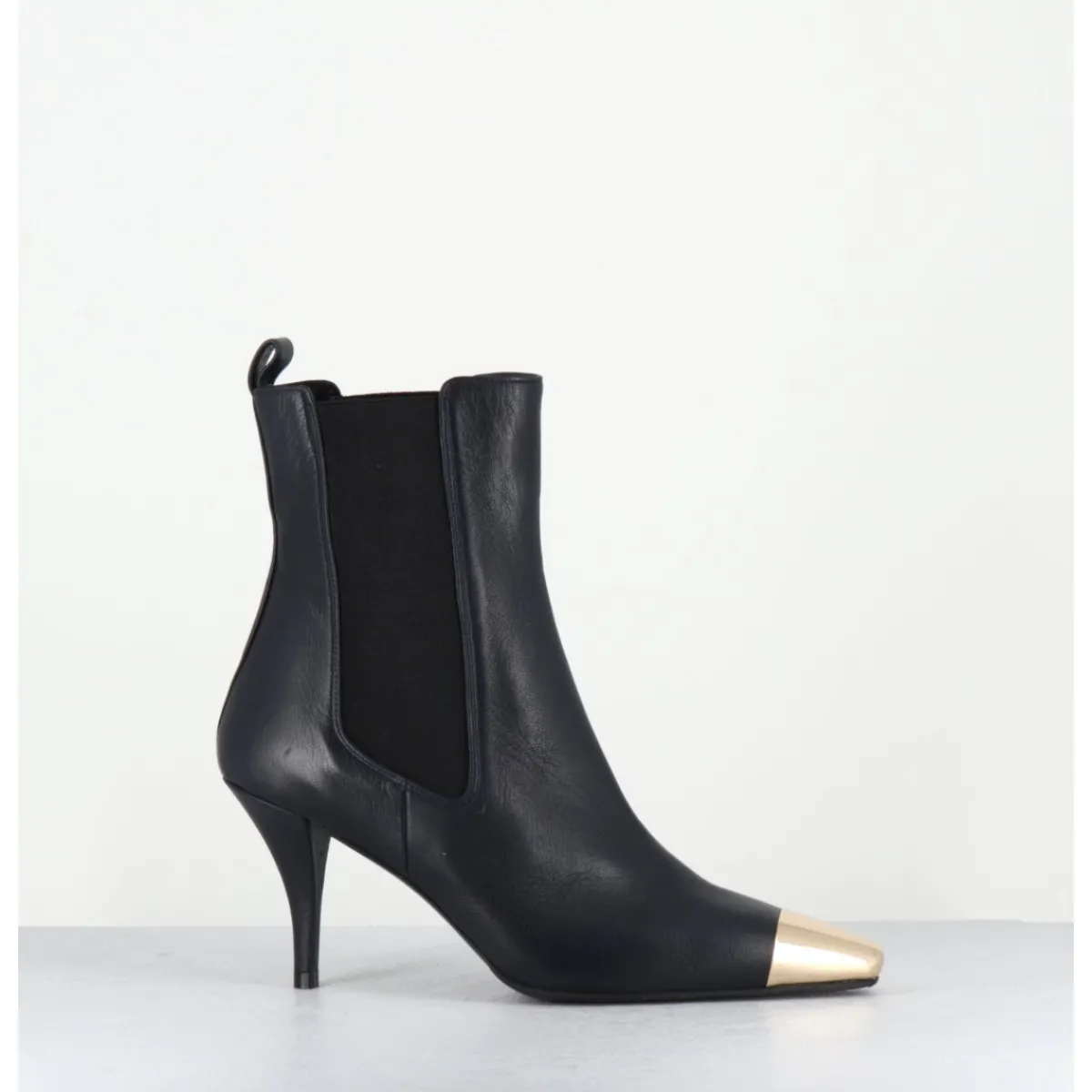 Boots^GARRICE LAB Boots cuir nuit pointe dorée - NAKO NAPPA DARK NAVY BLEU
