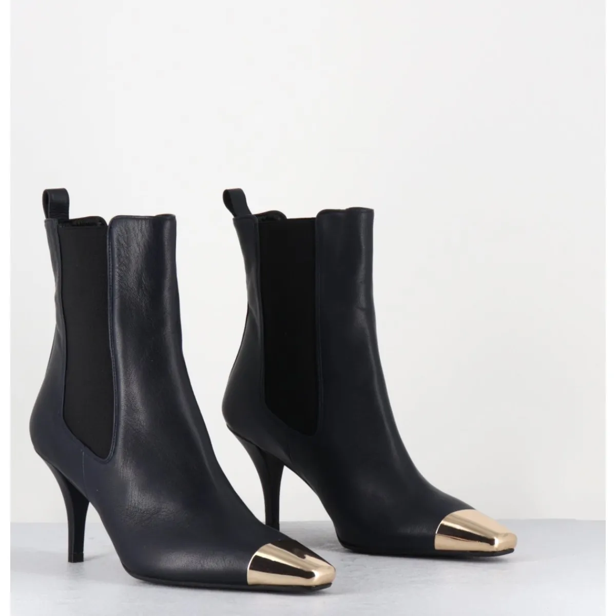 Boots^GARRICE LAB Boots cuir nuit pointe dorée - NAKO NAPPA DARK NAVY BLEU