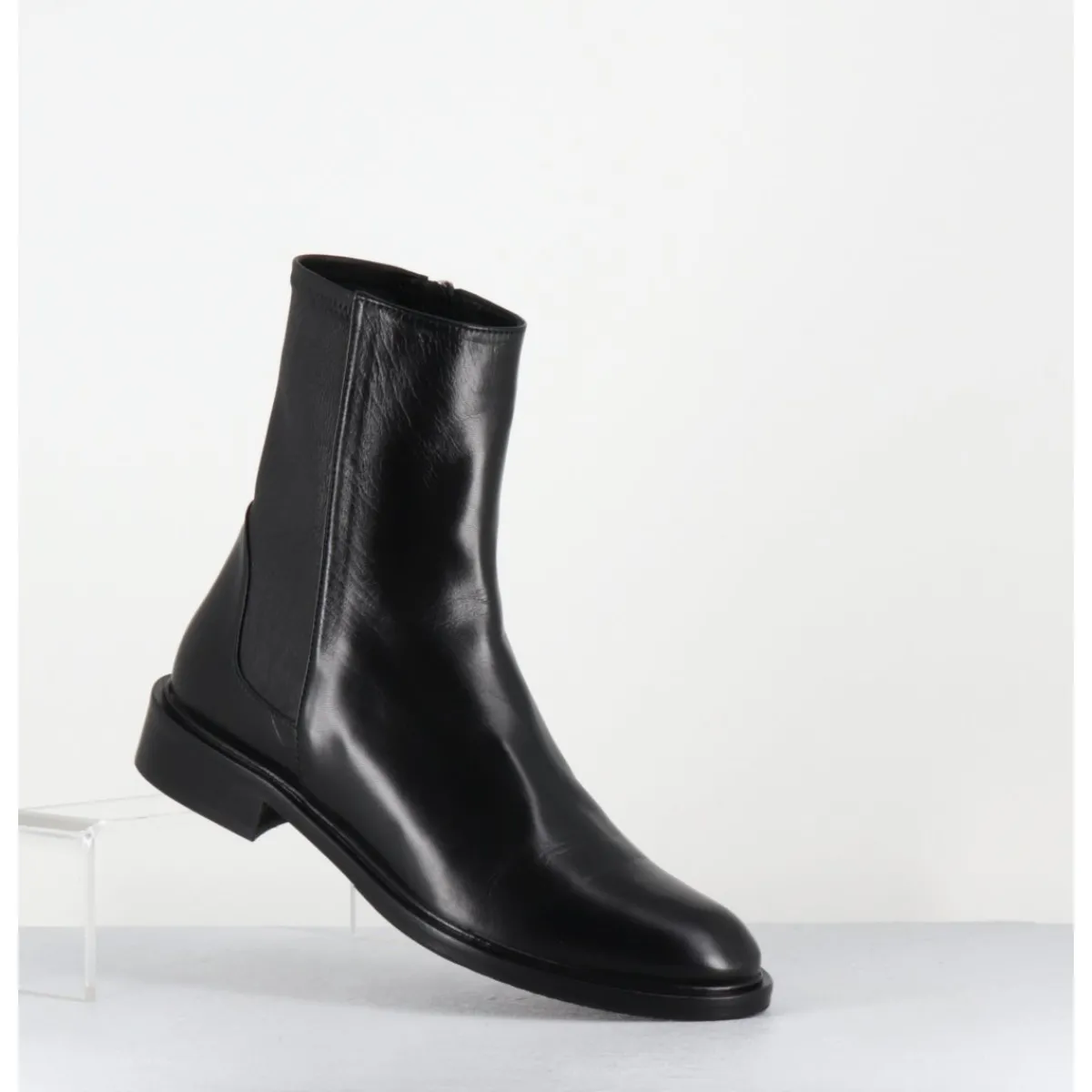 Boots^GARRICE LAB Boots en agneau plongé arrière stetch - GAVENE NAPPA NERO NOIR