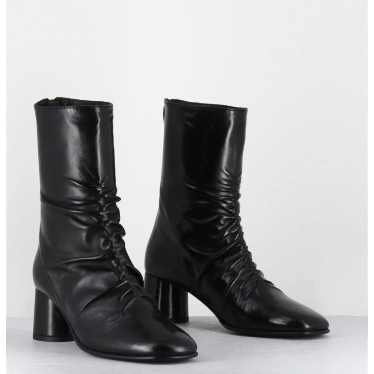 Boots^GARRICE LAB Boots en agneau plongé talon graphique - RAVENE NAPPA NERO NOIR