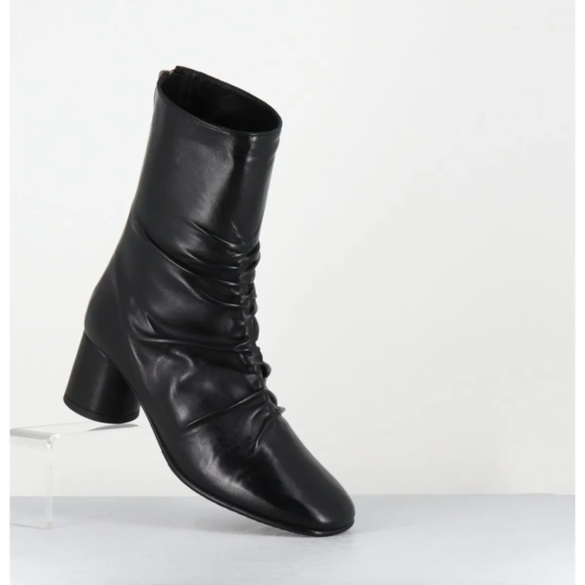 Boots^GARRICE LAB Boots en agneau plongé talon graphique - RAVENE NAPPA NERO NOIR
