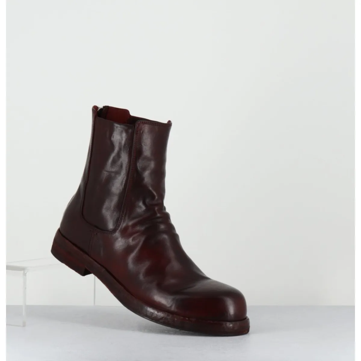 Boots^OFFICINE CREATIVE Boots en cuir x lavé zip arrière - BULLA DD 304 RUBINO BORDEAU