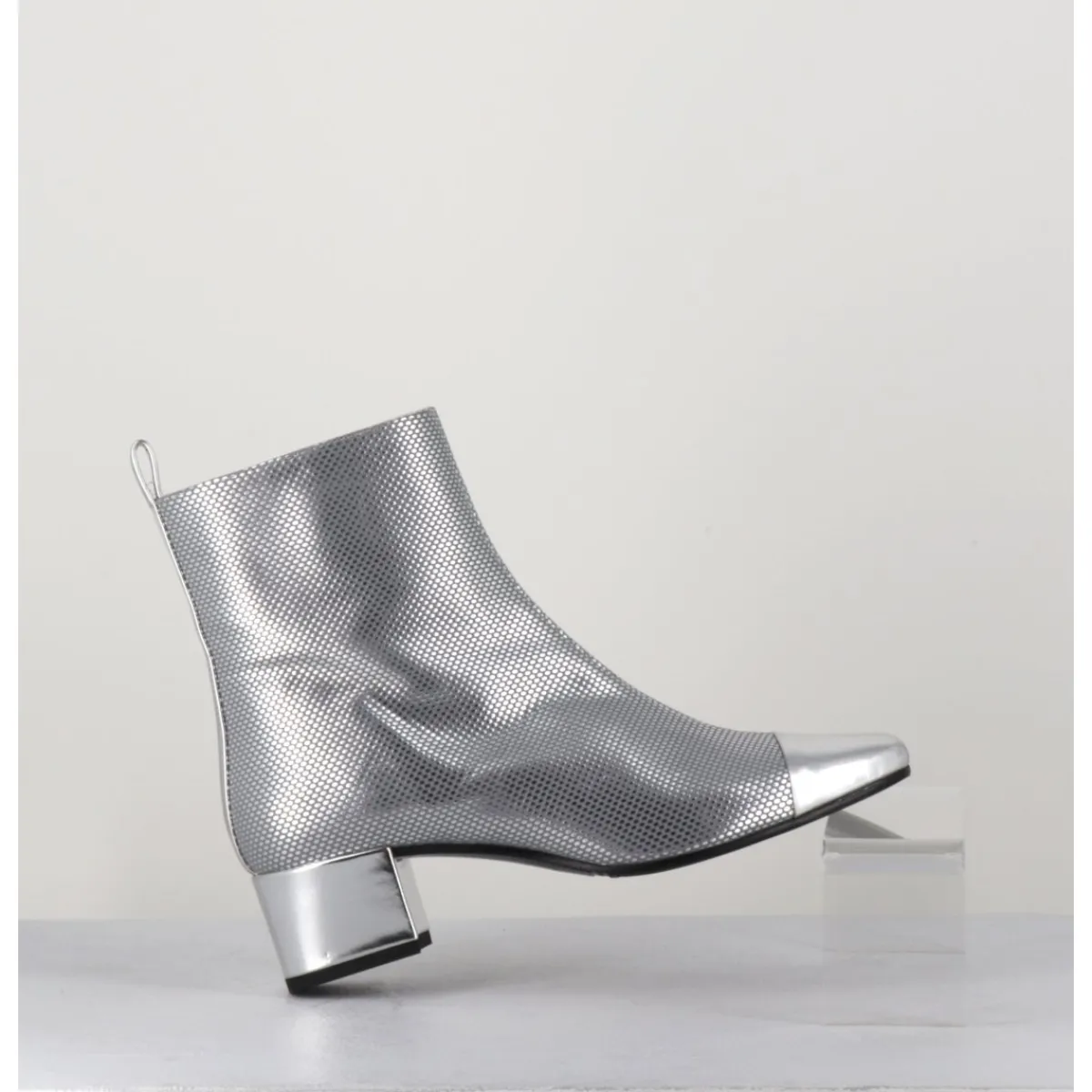 Boots^CAREL Boots en cuir gaufré détails miroir - ESTIME BIS ARGENT