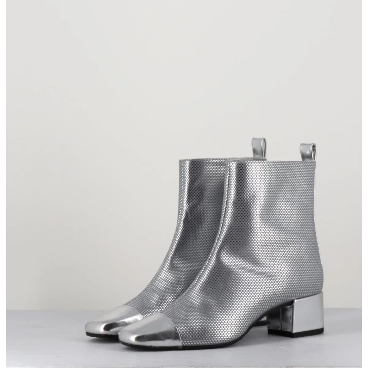 Boots^CAREL Boots en cuir gaufré détails miroir - ESTIME BIS ARGENT