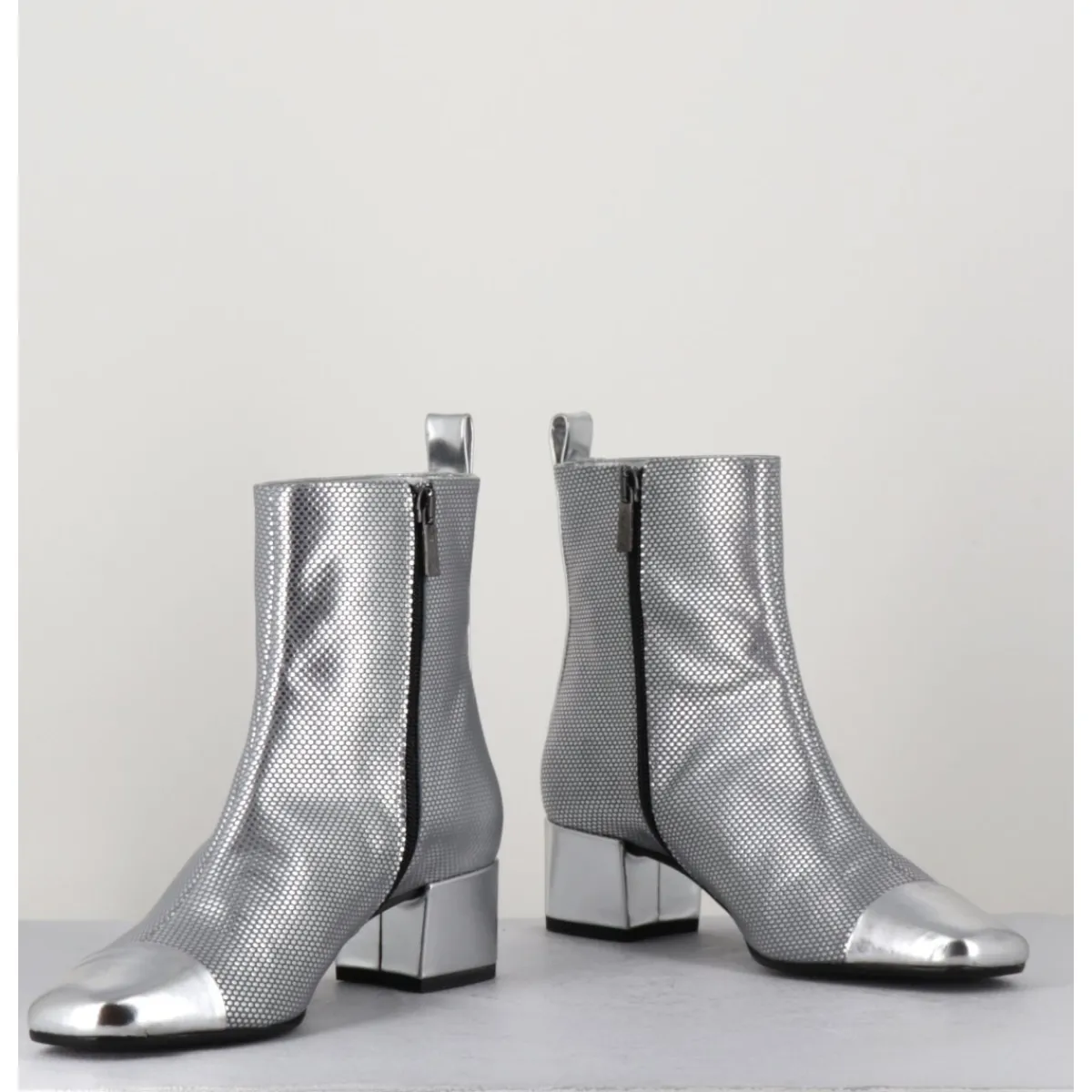 Boots^CAREL Boots en cuir gaufré détails miroir - ESTIME BIS ARGENT