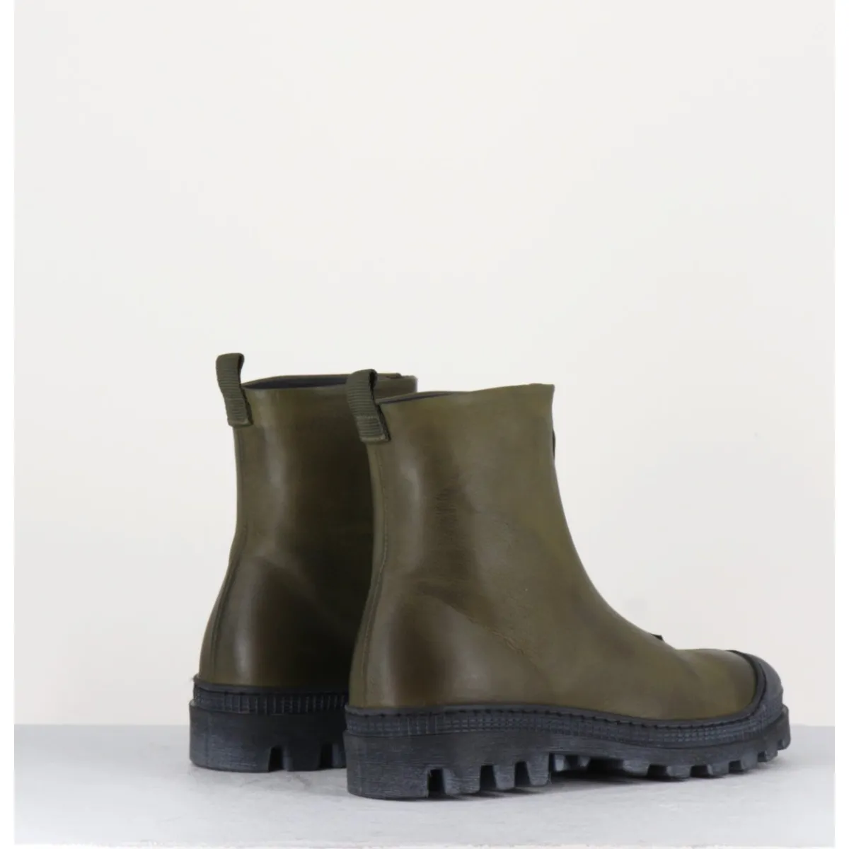 Boots^LOFINA Boots en cuir gras kaki avec zip central - I6-967 BOSCO KHAKI
