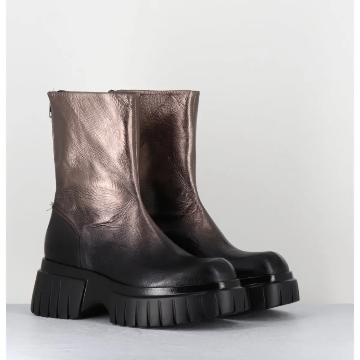 Boots^GARRICE LAB Boots en cuir métallisé semelle épaisse - MELIA1 PEGASUS BRONZO BRONZE
