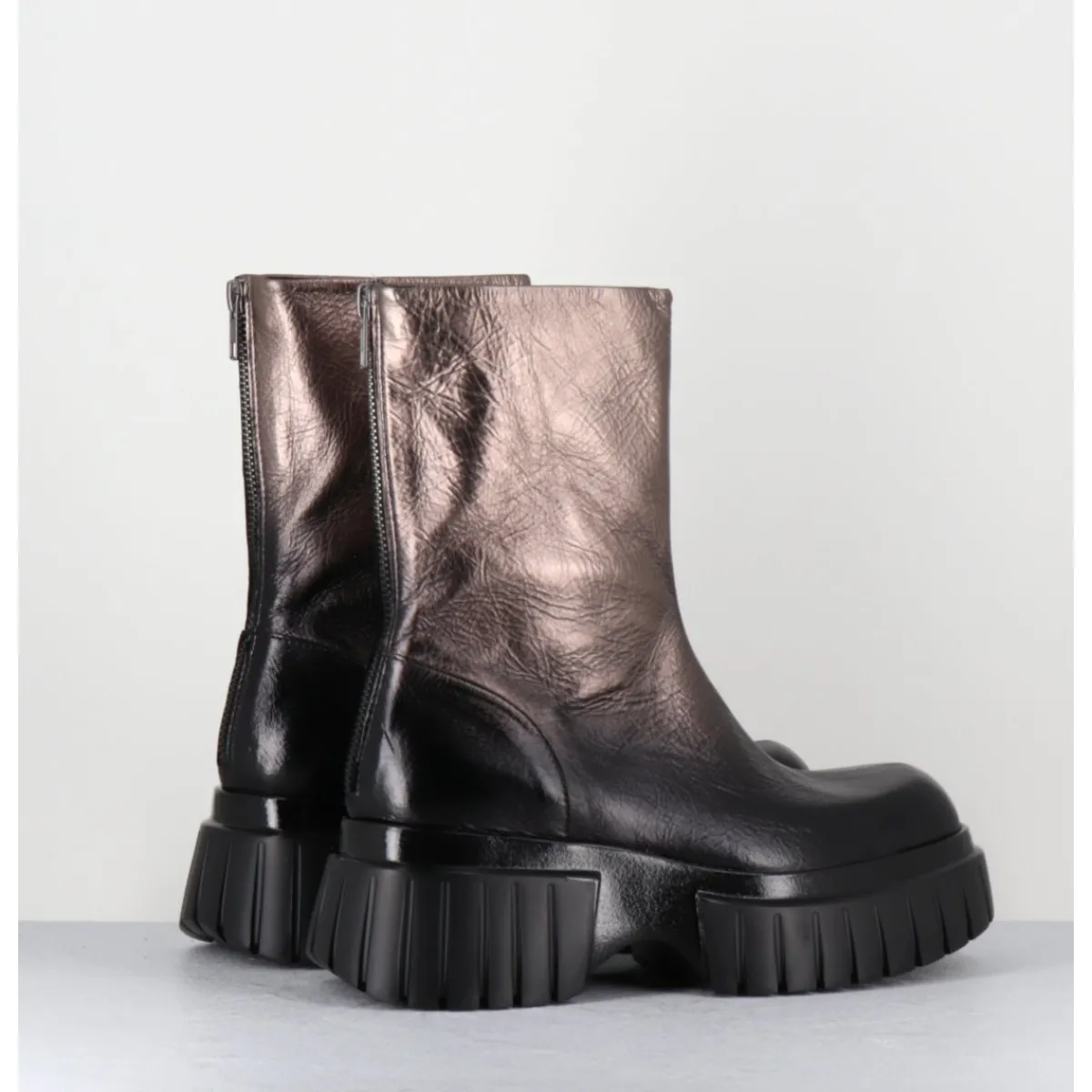 Boots^GARRICE LAB Boots en cuir métallisé semelle épaisse - MELIA1 PEGASUS BRONZO BRONZE