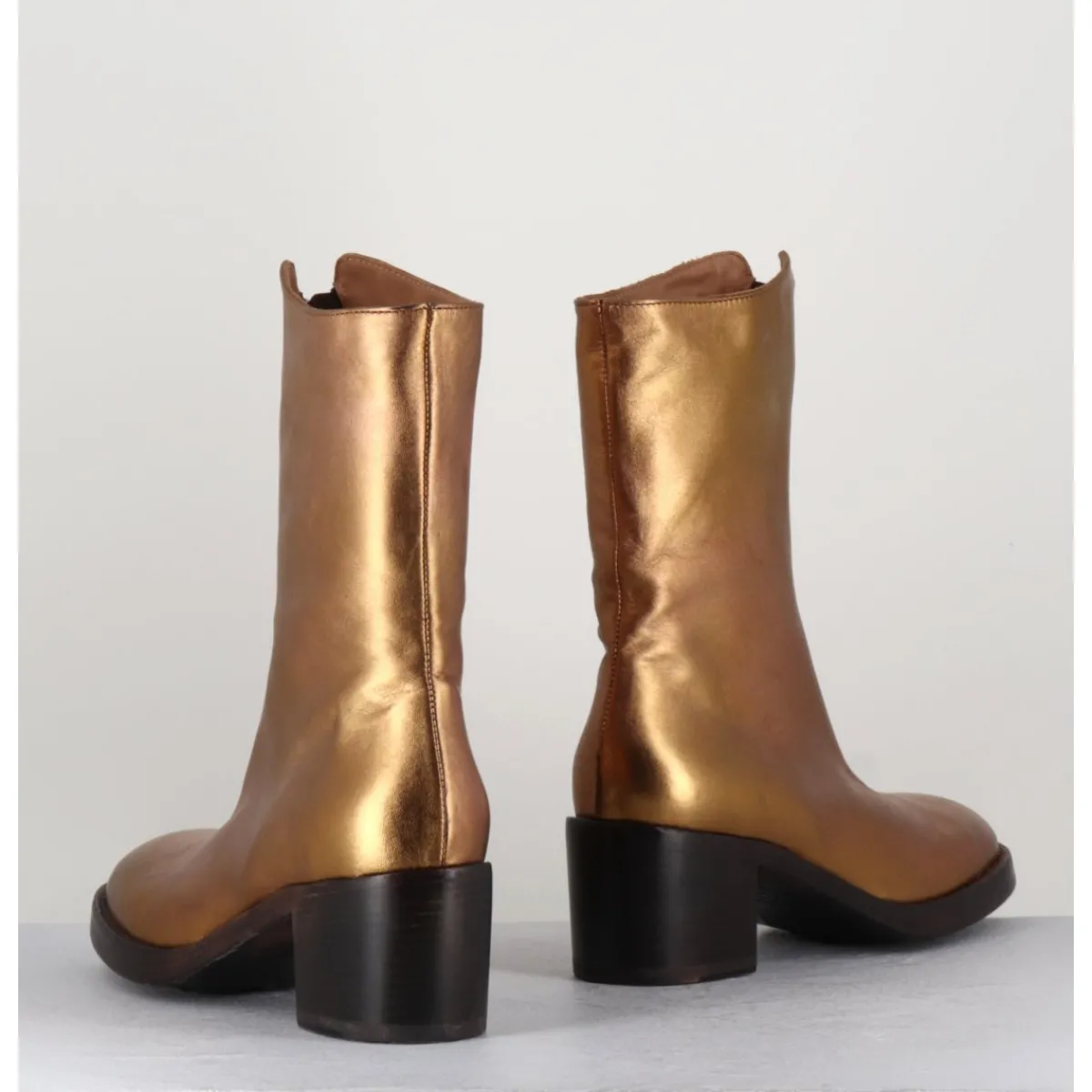 Boots^LA BOTTEGA DI LISA Boots en cuir métallisé doré à zip -888 NAPPA ORO DORE