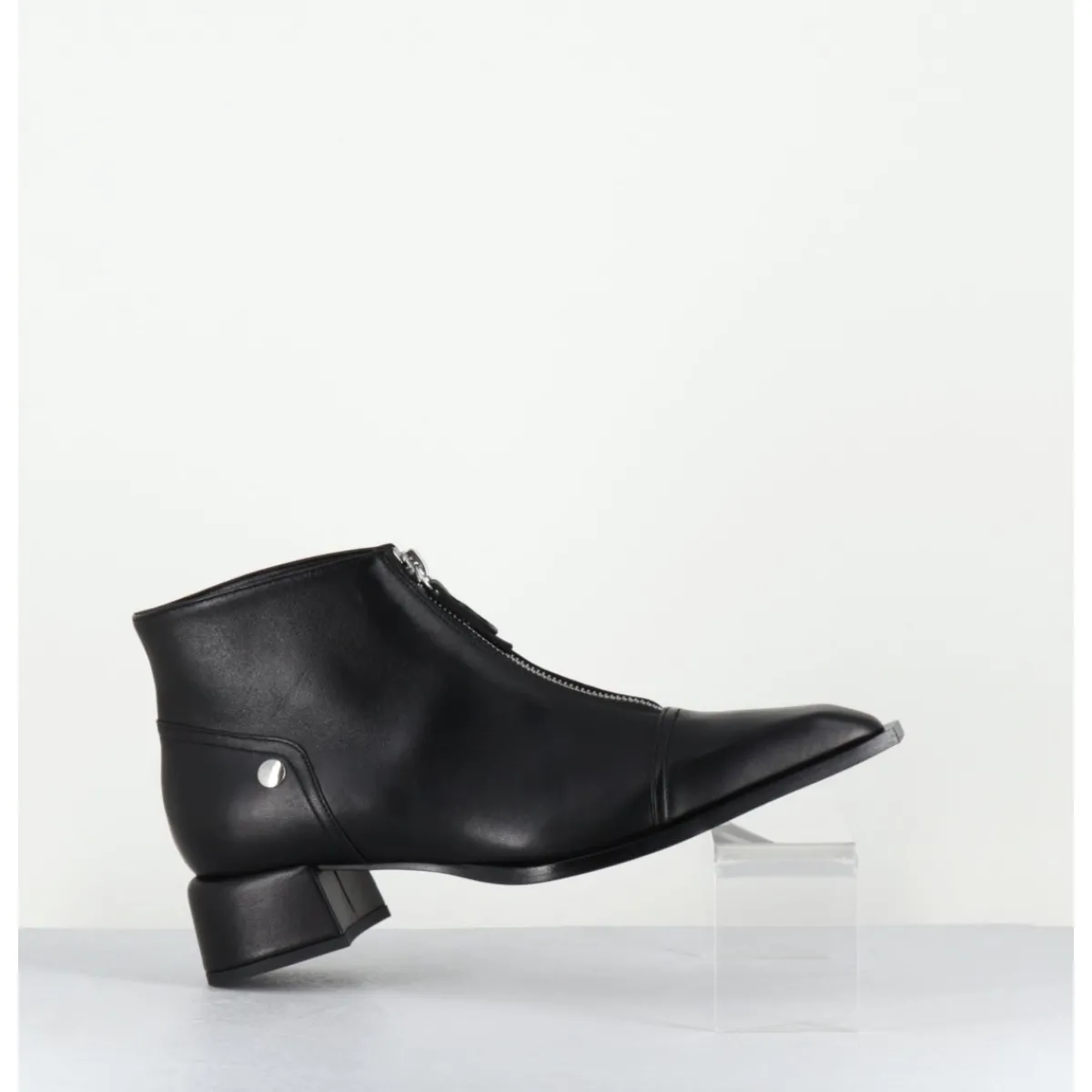 Boots^GARRICE LAB Boots en cuir bout pointu & zip central - INE25 NAPPA NERO NOIR