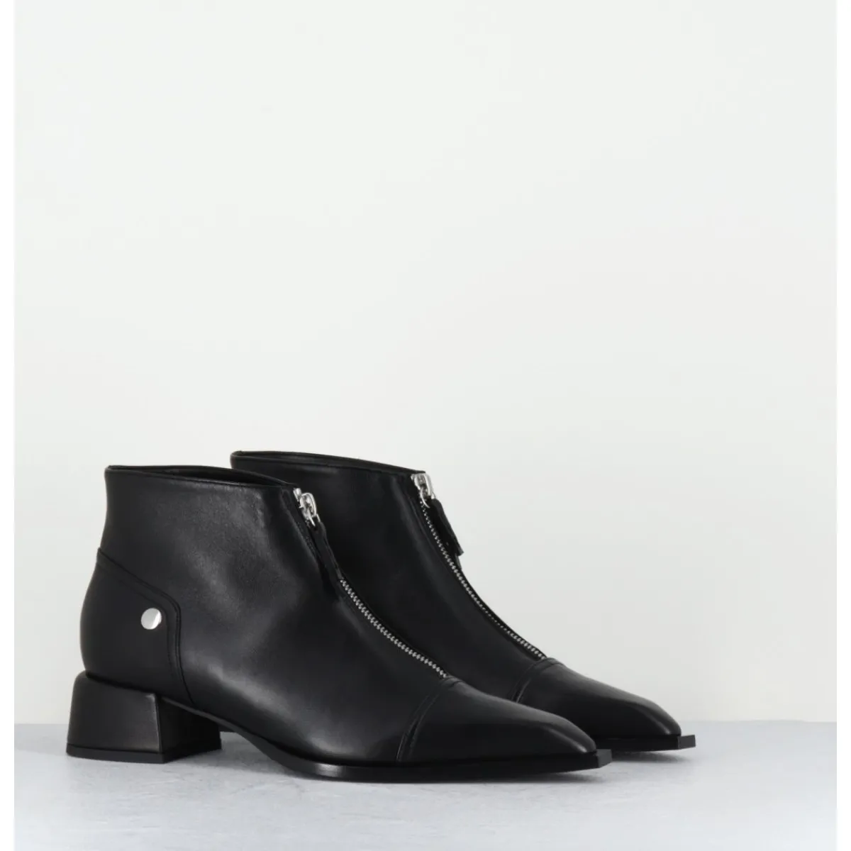 Boots^GARRICE LAB Boots en cuir bout pointu & zip central - INE25 NAPPA NERO NOIR