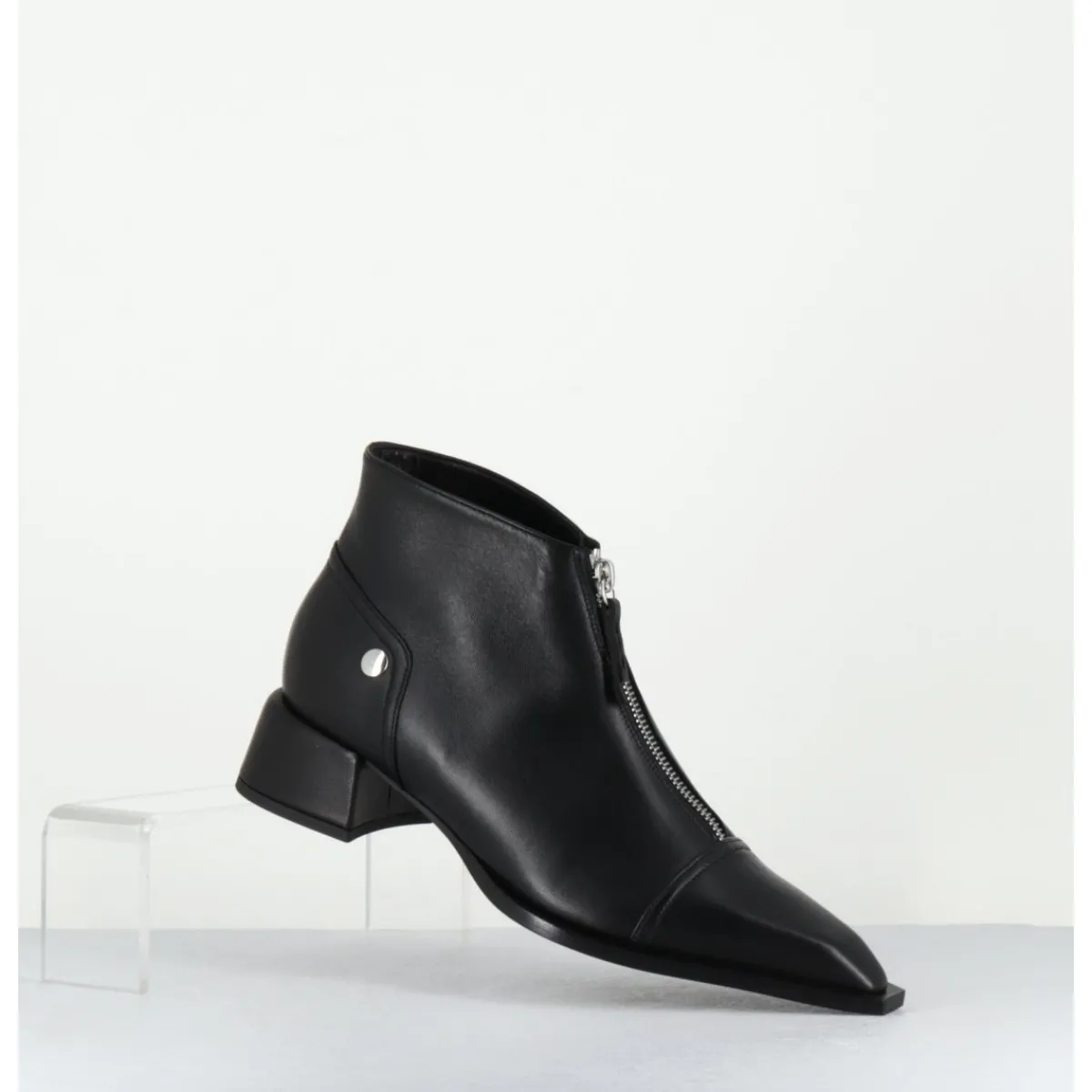 Boots^GARRICE LAB Boots en cuir bout pointu & zip central - INE25 NAPPA NERO NOIR